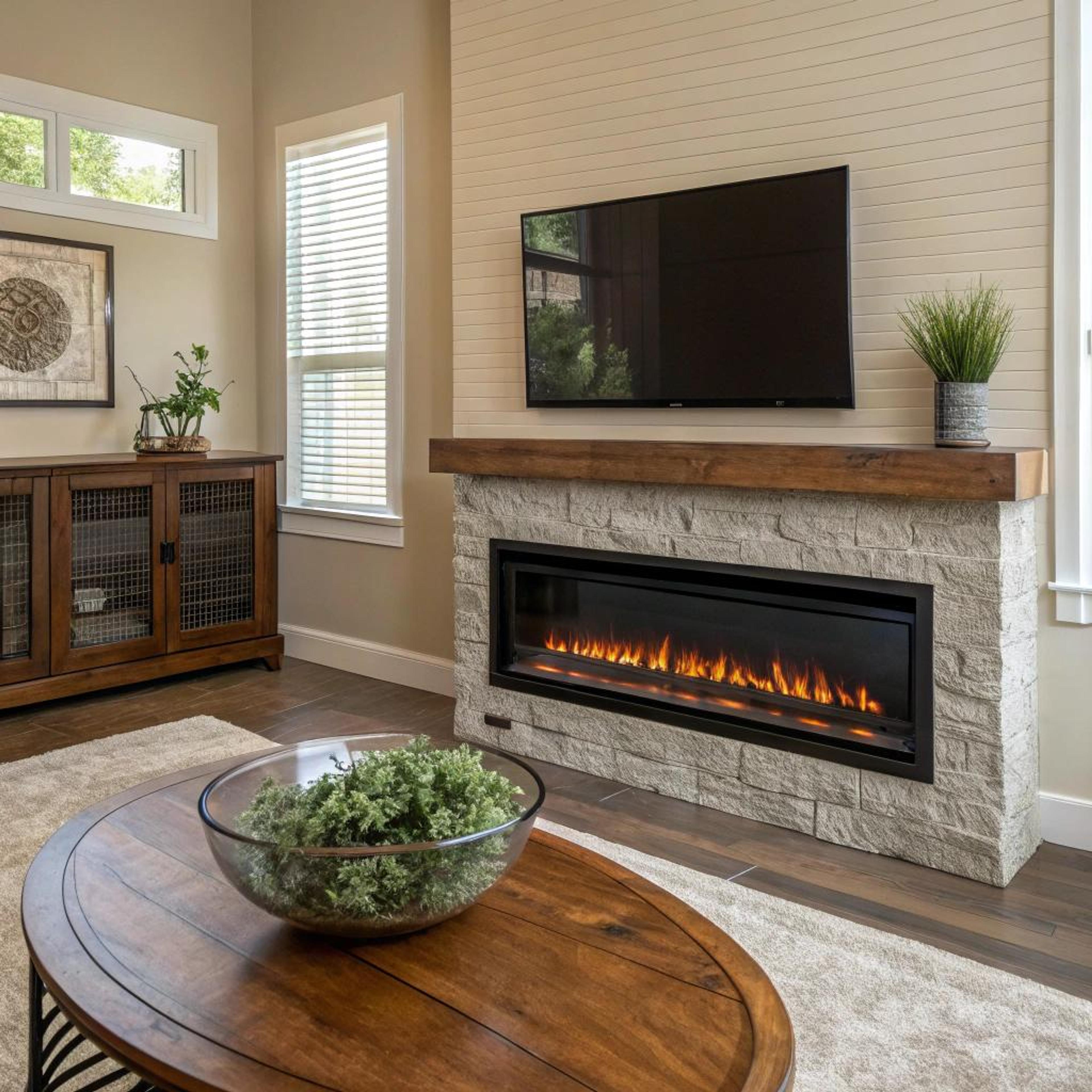 Houttinten rond doorkijkhaard