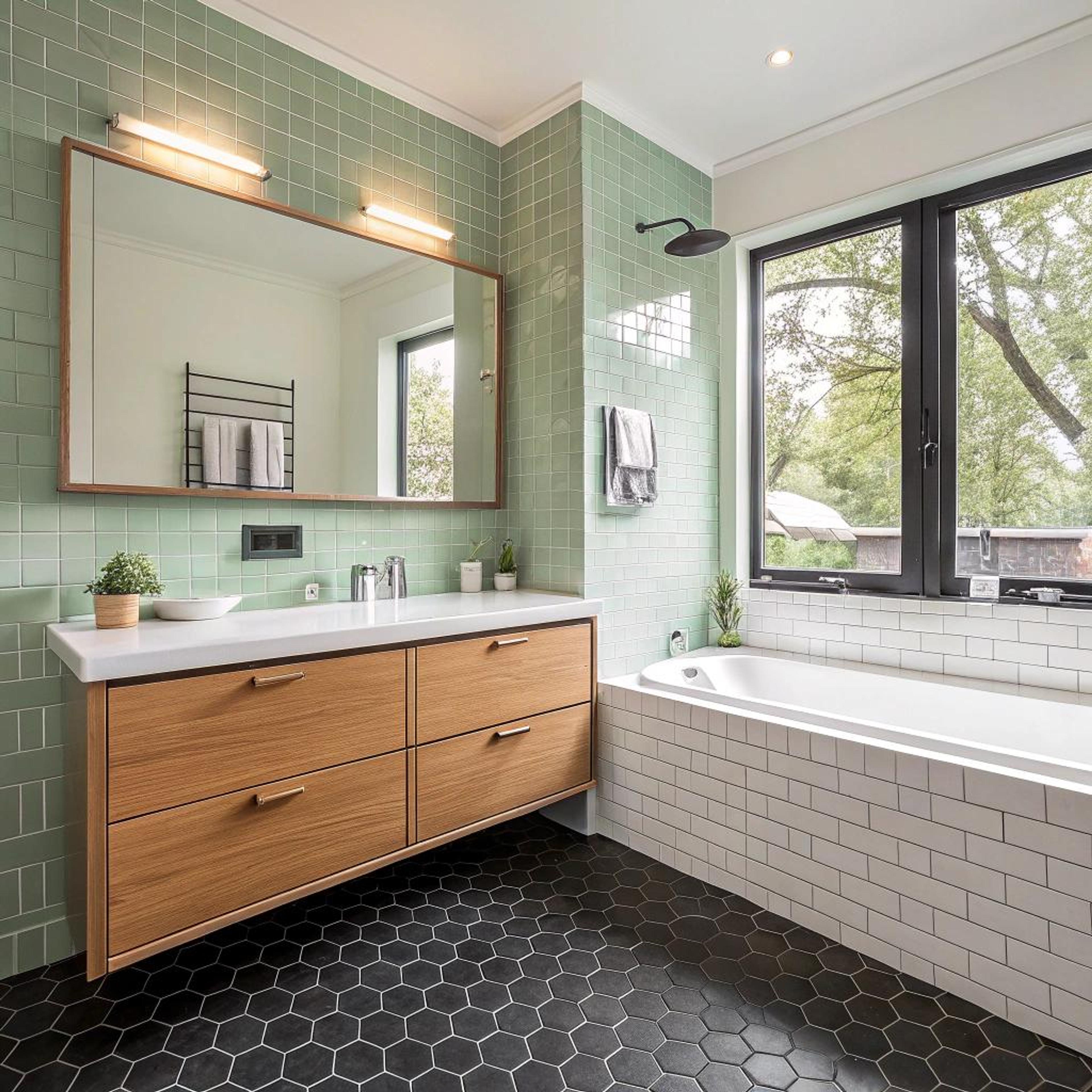 Zwarte hexagon tegels als contrast