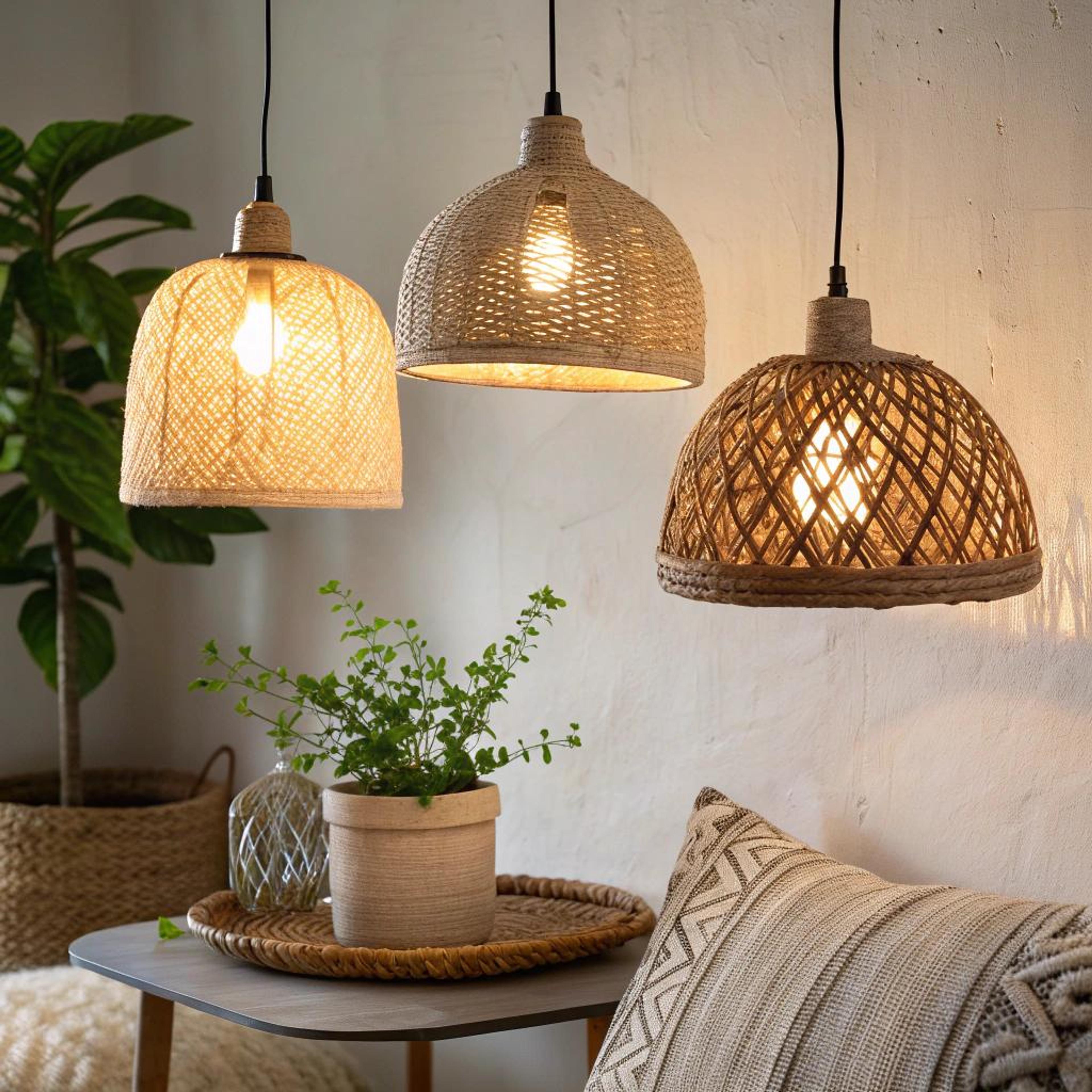 Drie hanglampen voor sfeer