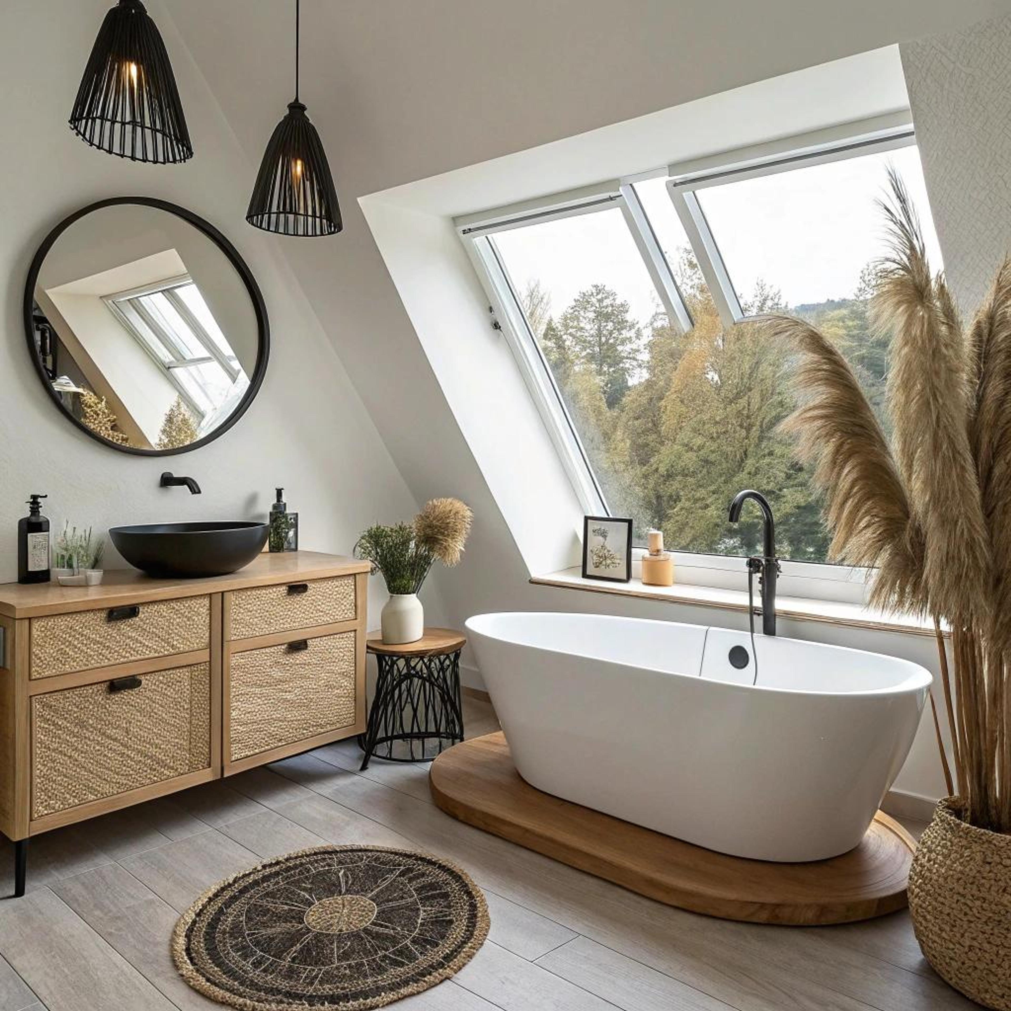 Uniek bad op houten basis