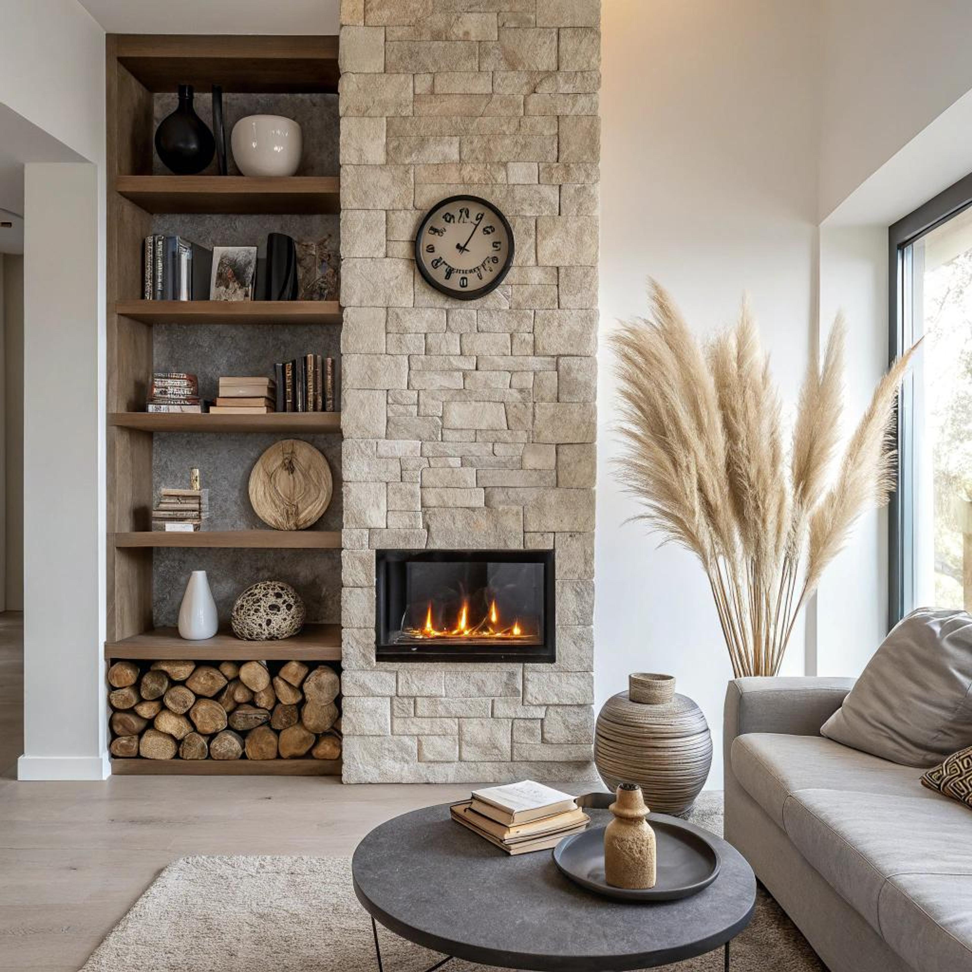 Sfeervolle scheiding met doorkijkhaard