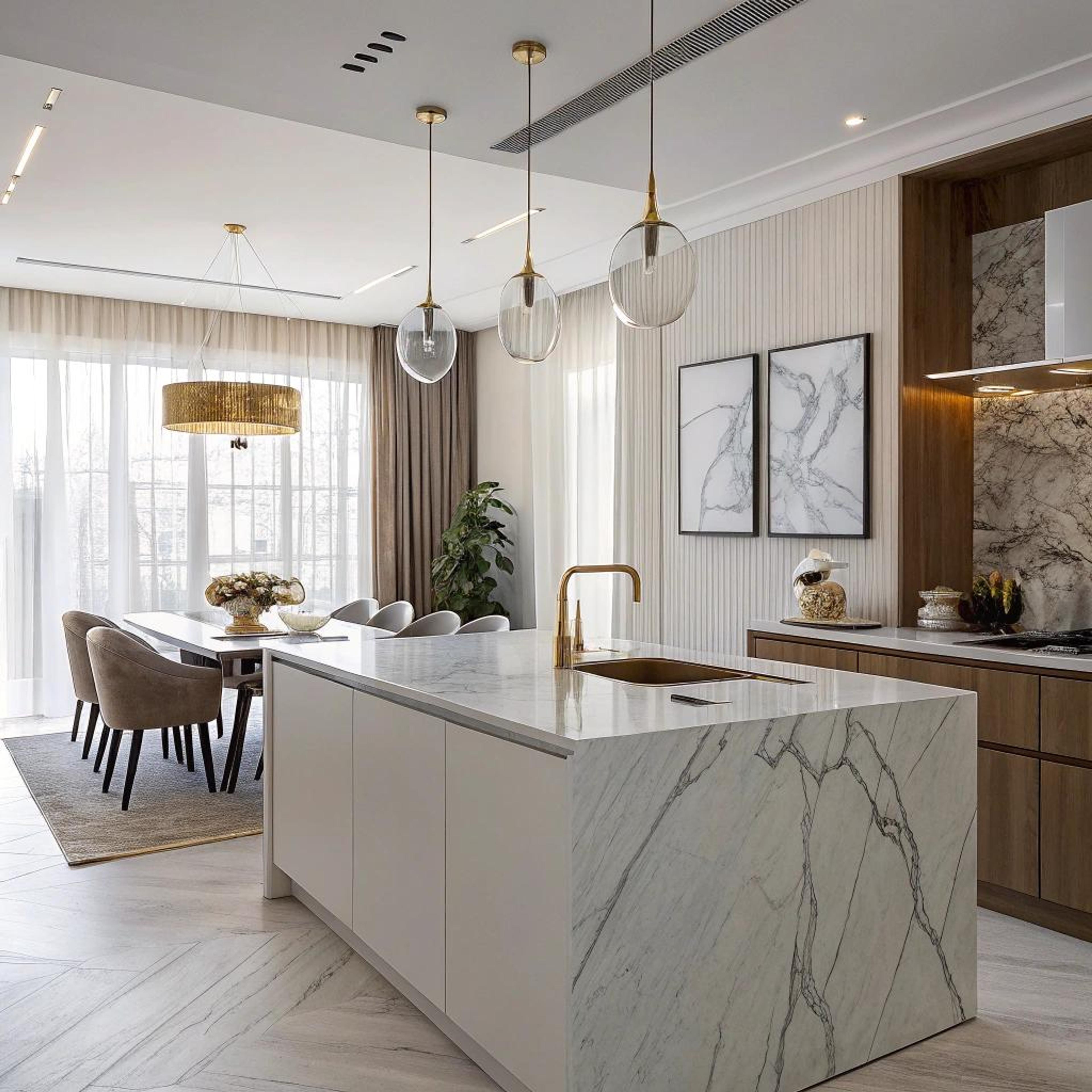 Marmerlook met warme accenten