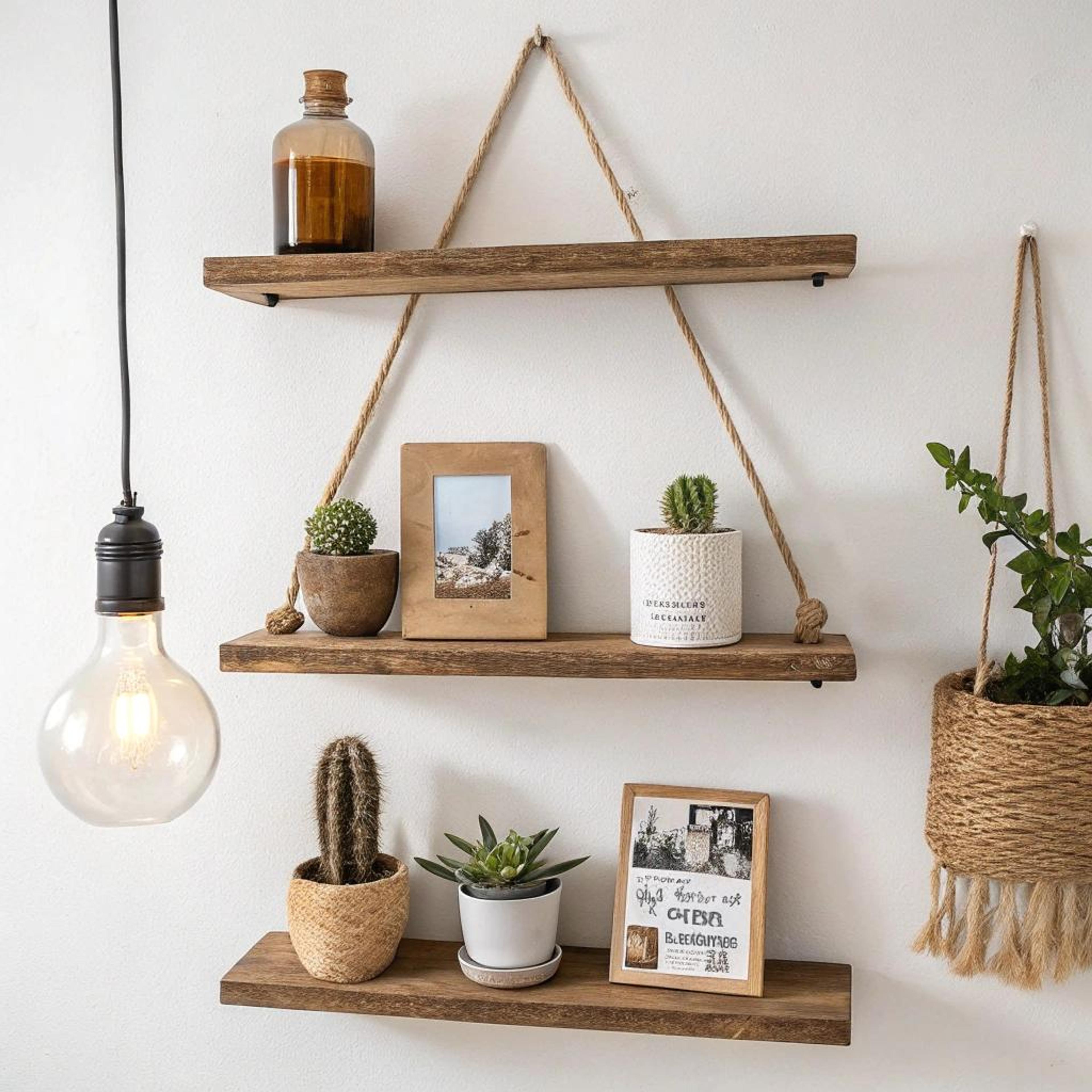 Hangende touwplanken met groen