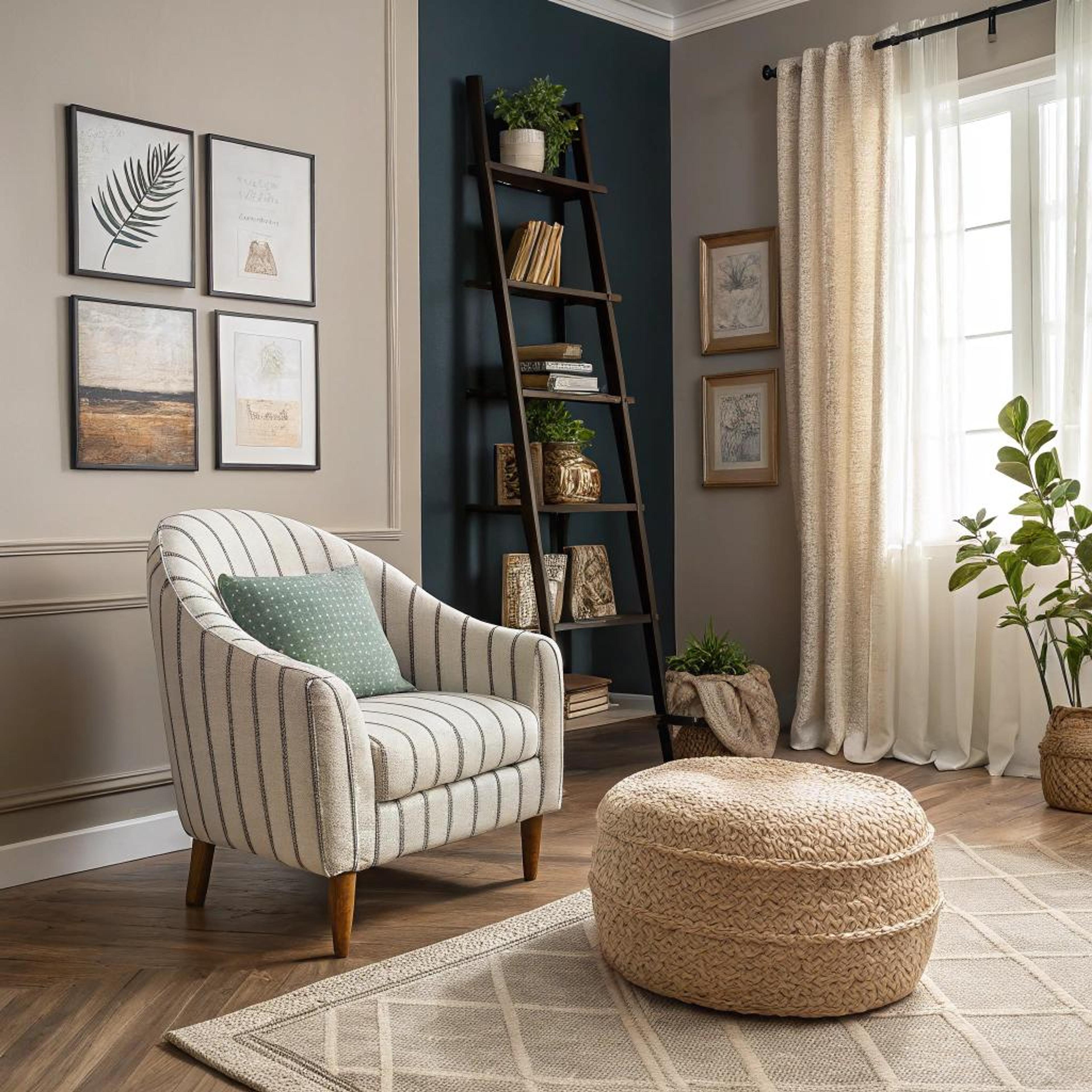 Gestreepte fauteuil met texturen