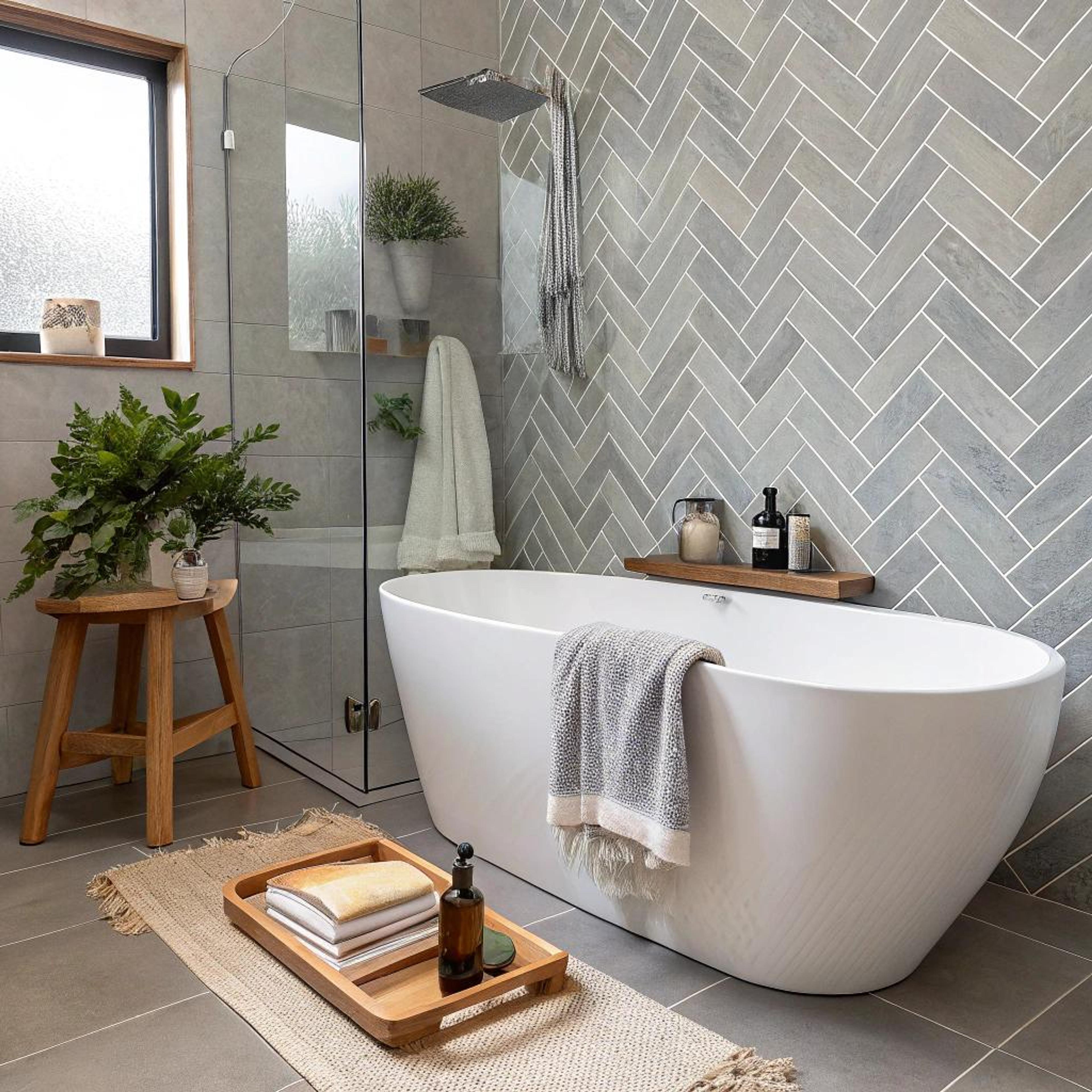 Groen detail bij visgraatwand