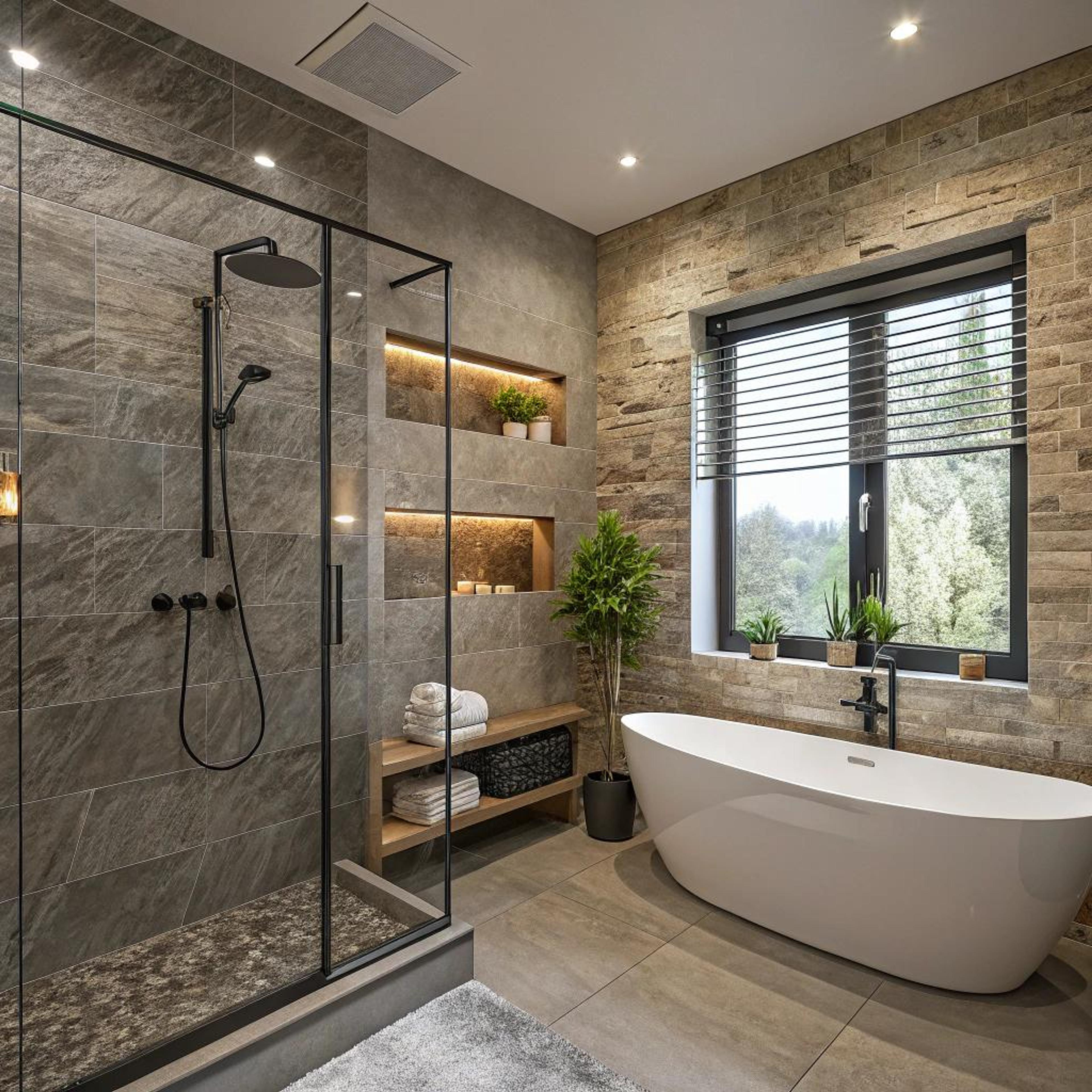 Lichtinval op natuursteenwand