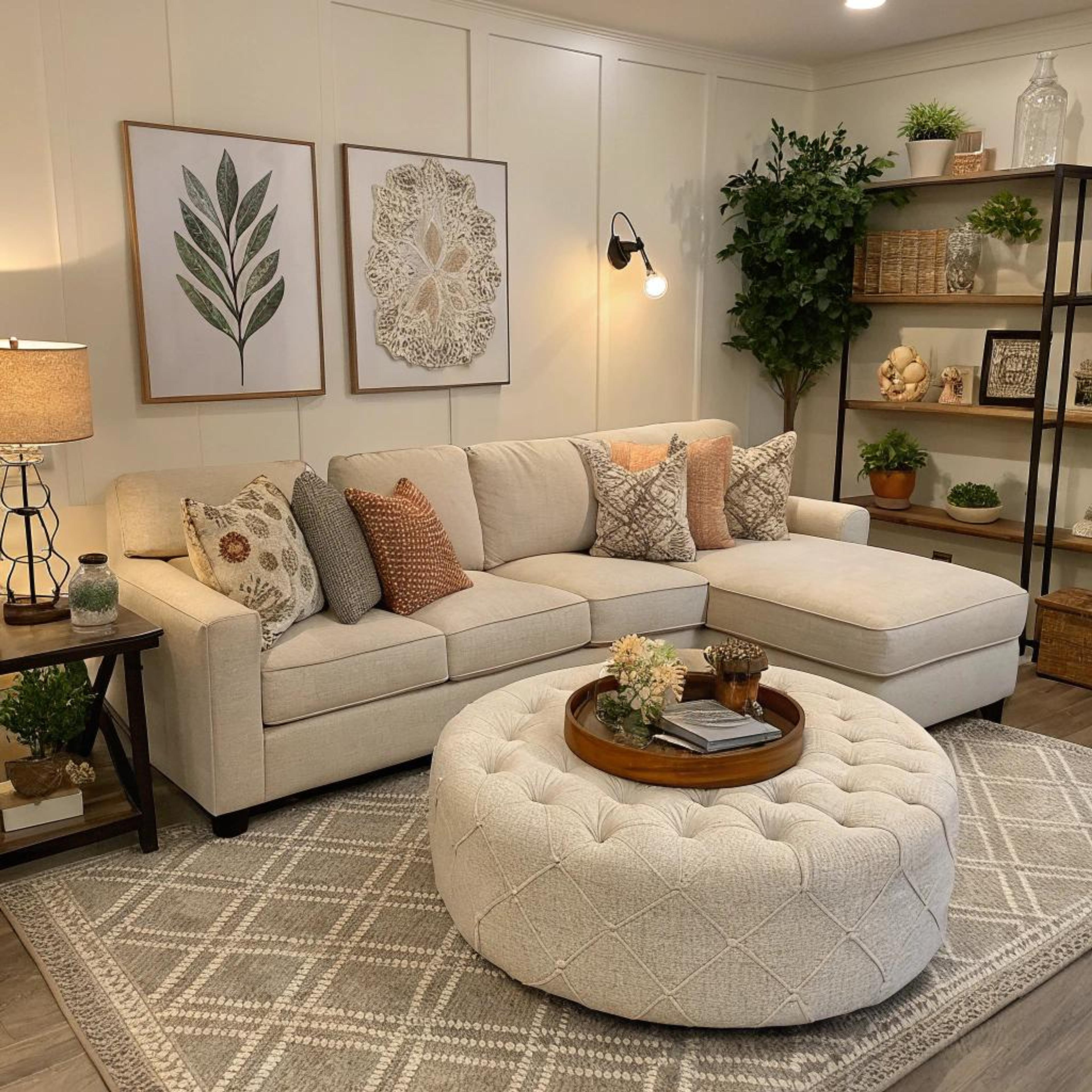 Warme hoekbank met botanisch effect