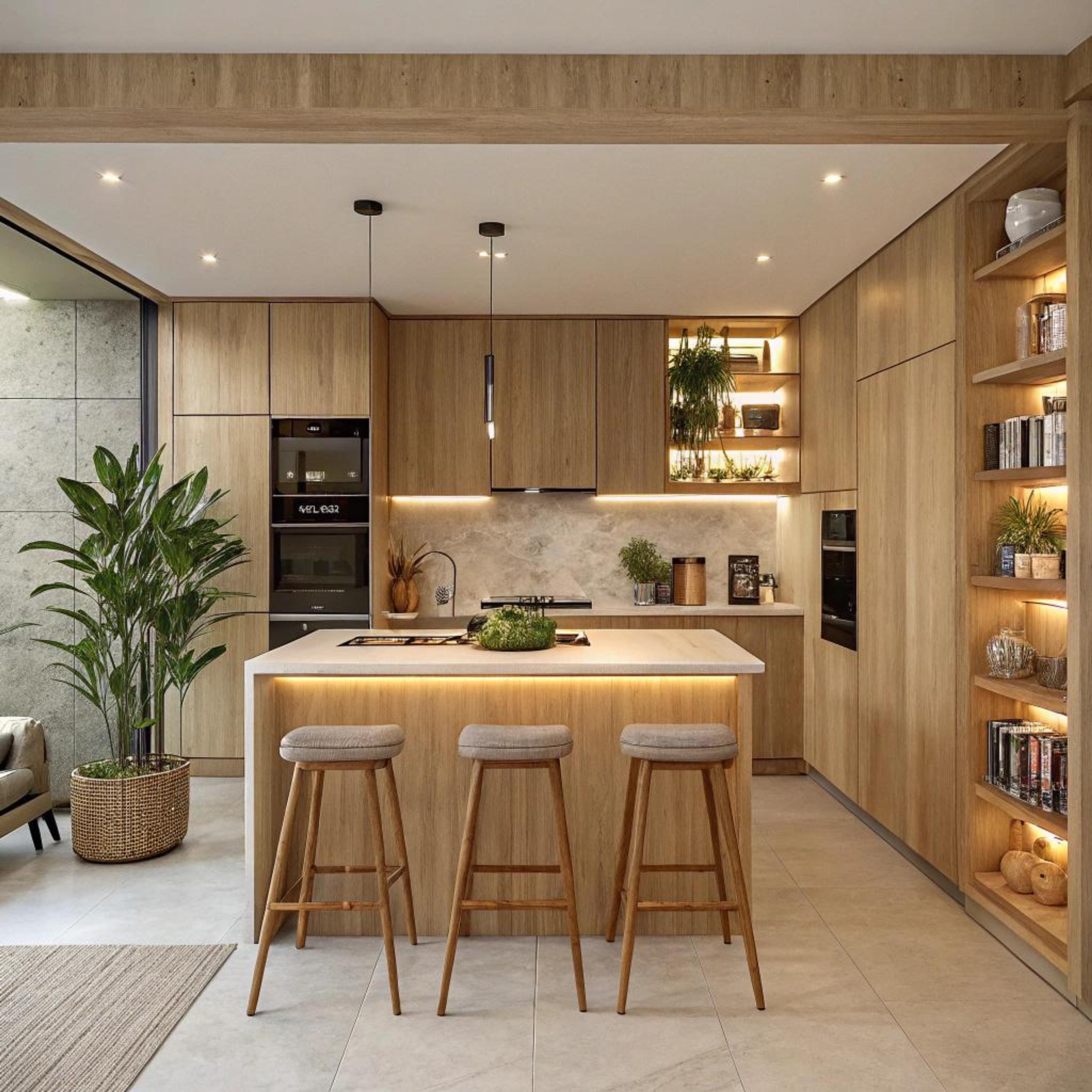 Licht hout en zwart accent