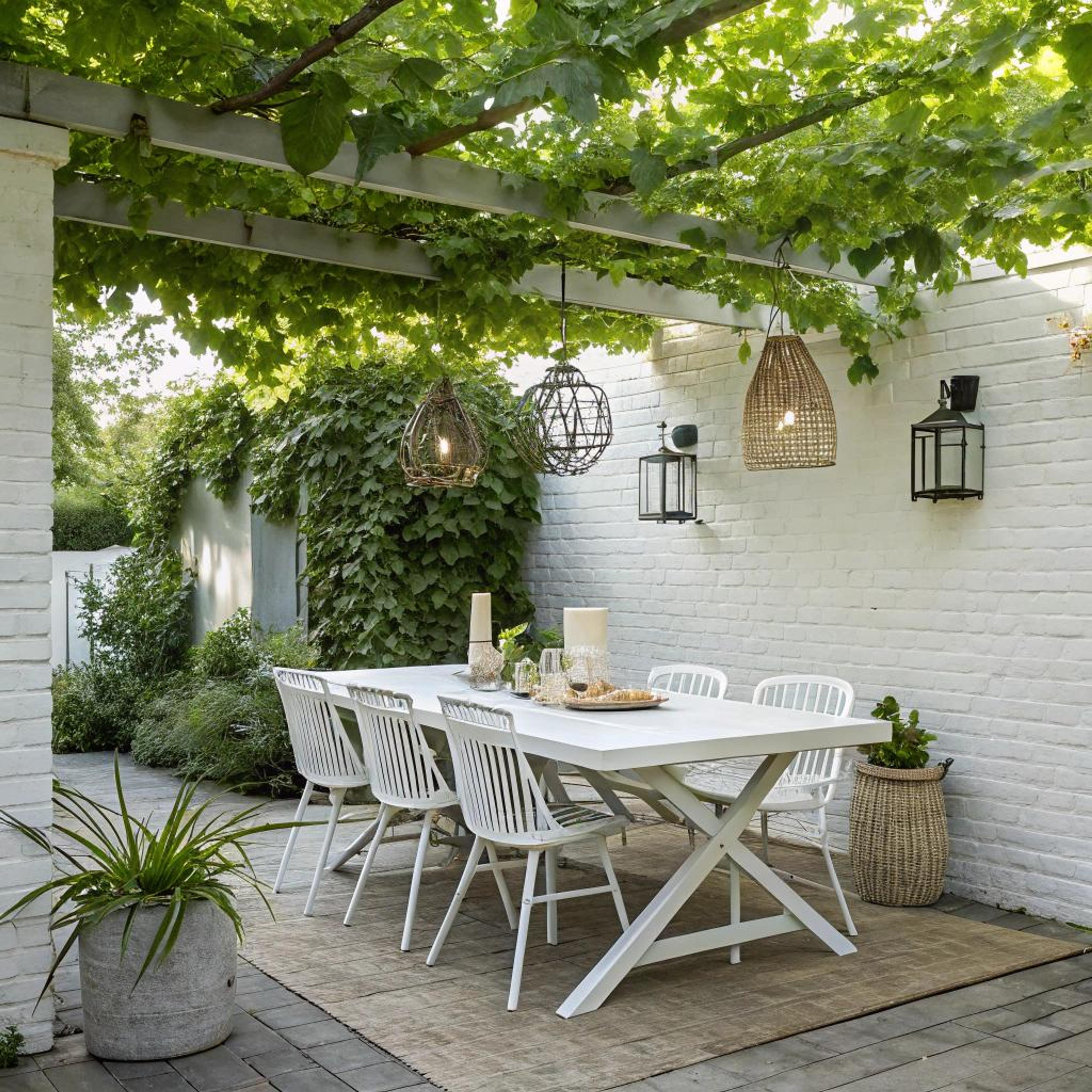 Pergola met witte accenten