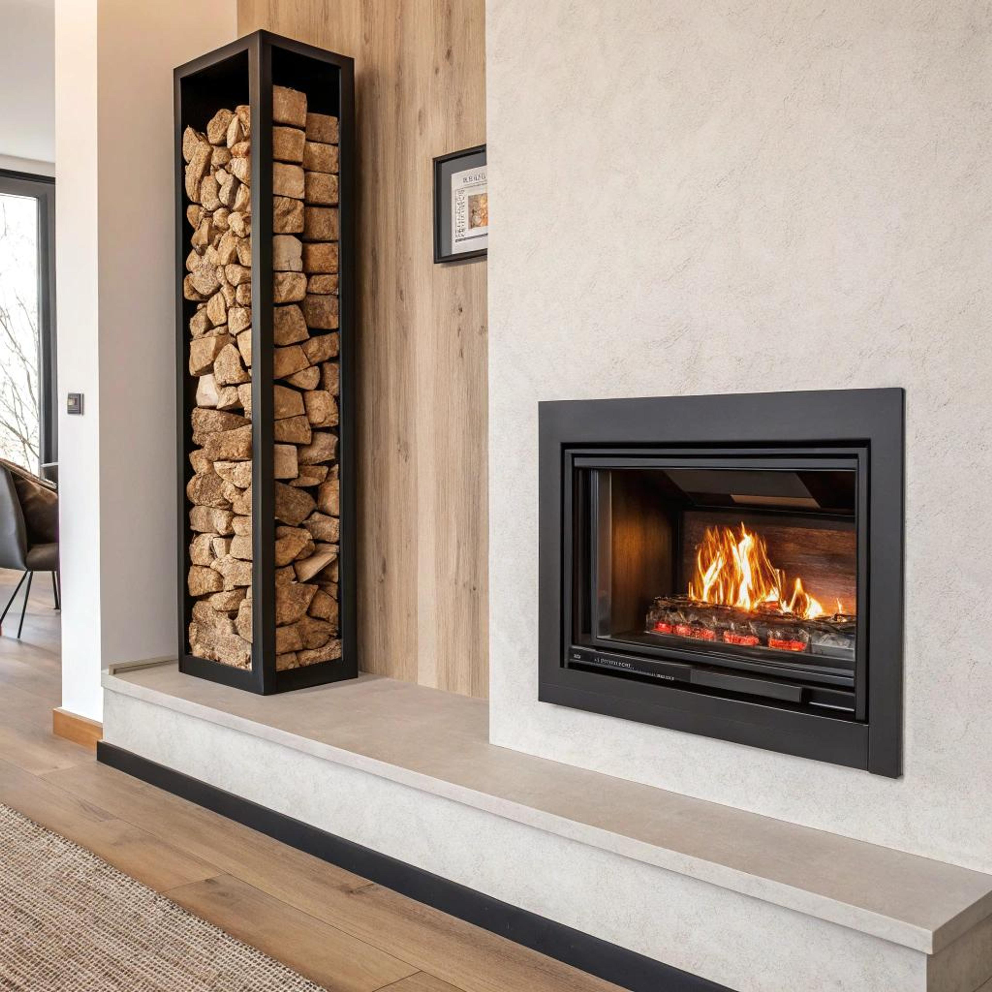 Houtaccenten bij moderne haard