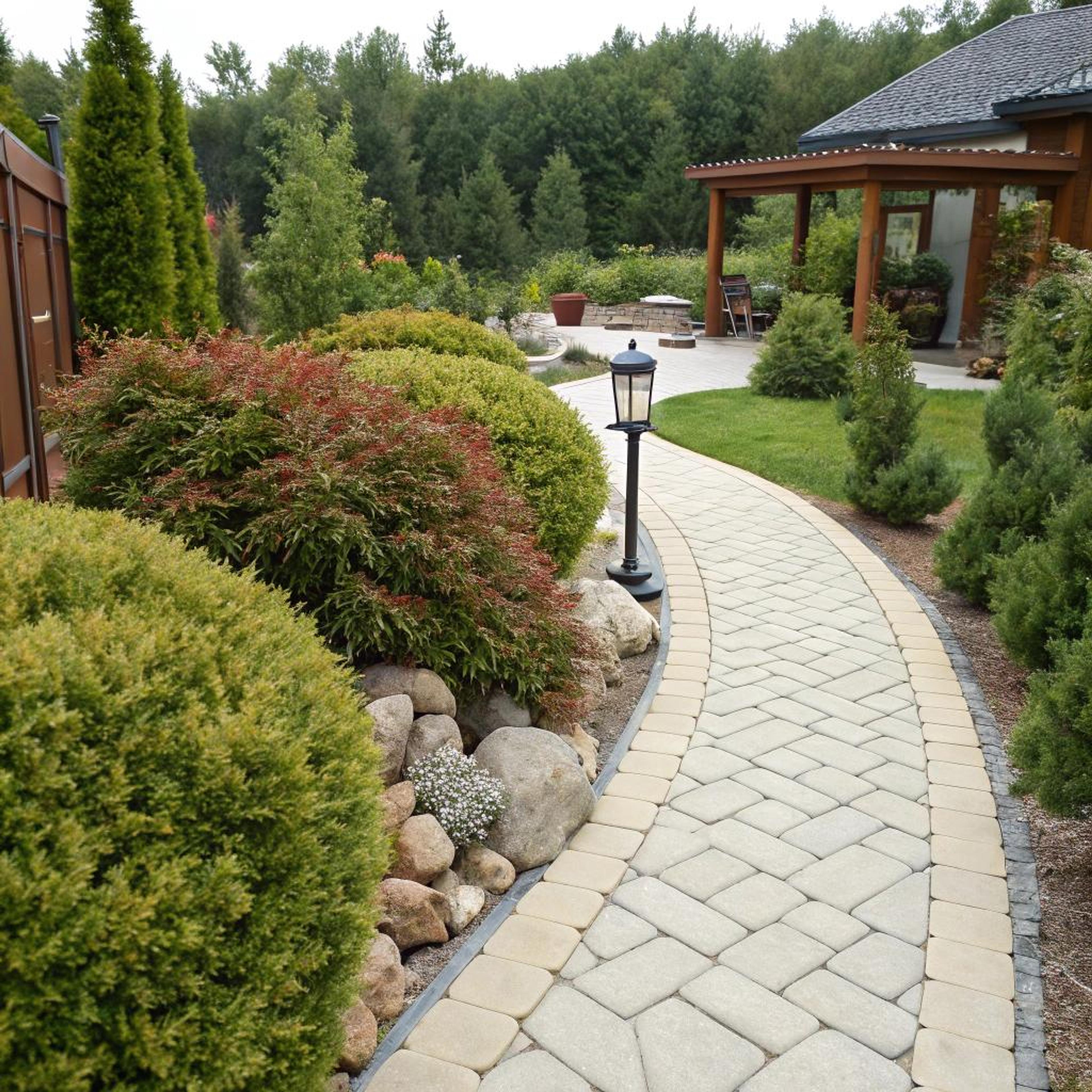 Slingerpad tussen groene borders