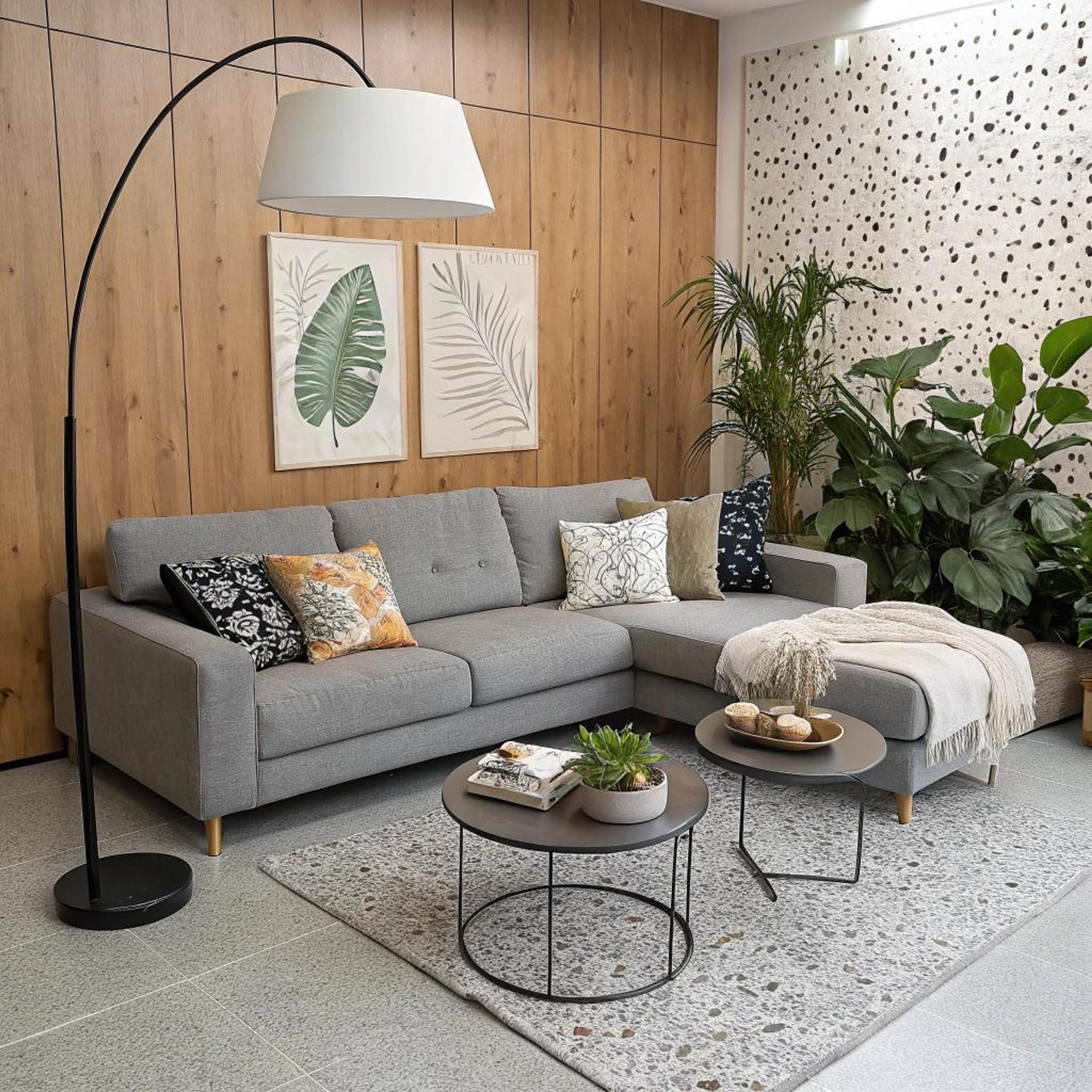 Houten accentmuur en bloemenprints