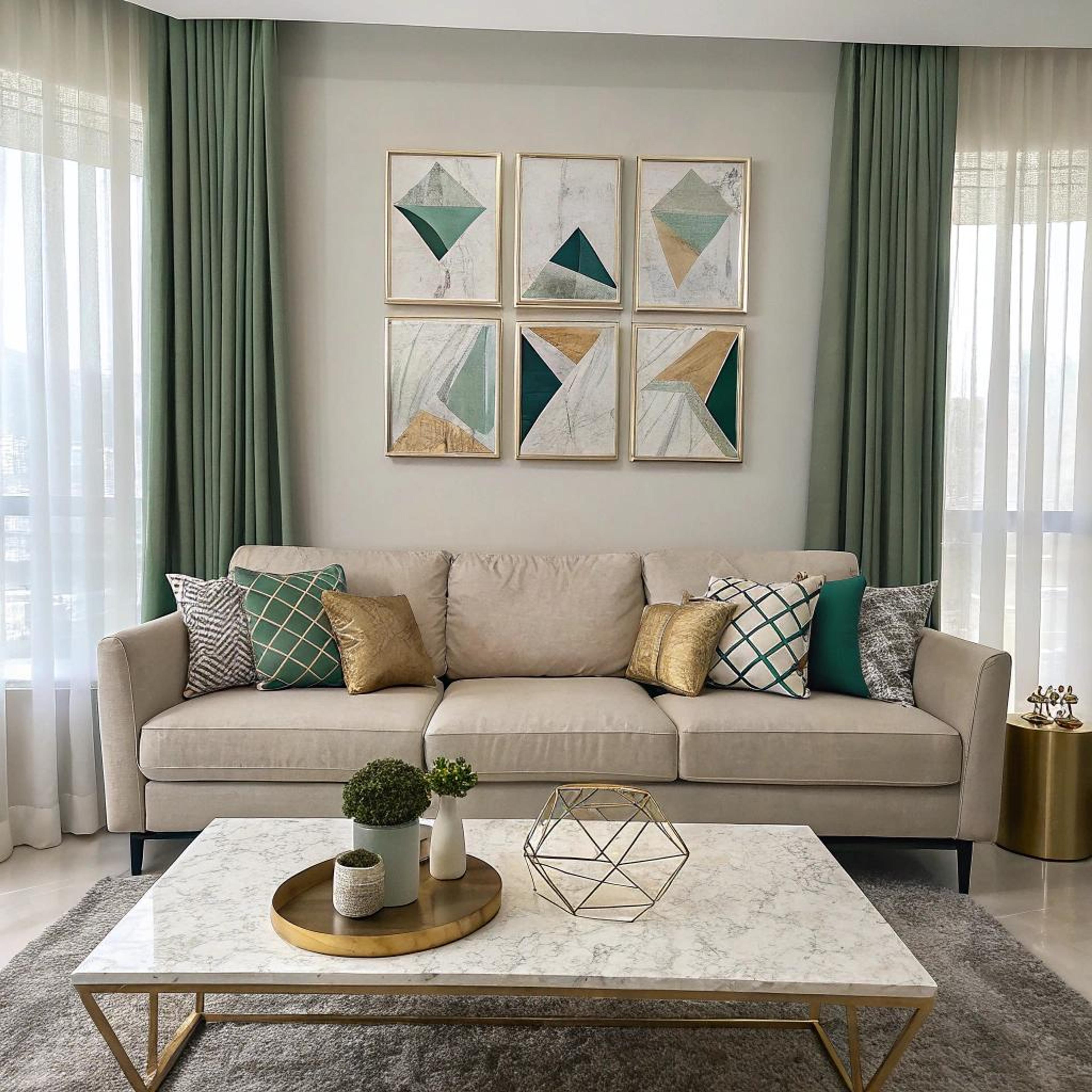 Geometrische kunst in groentinten