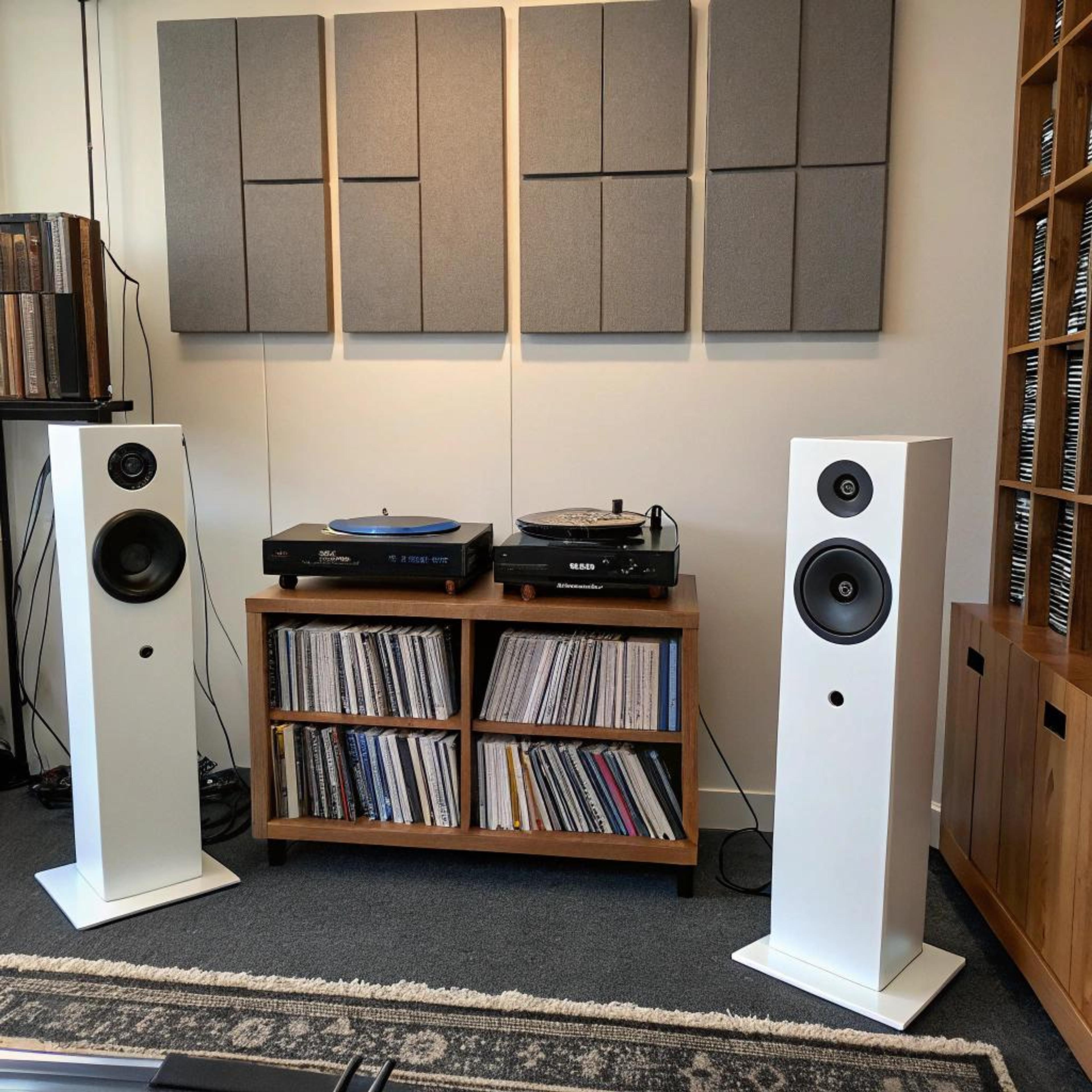 Neutrale panelen naast vinylschatten