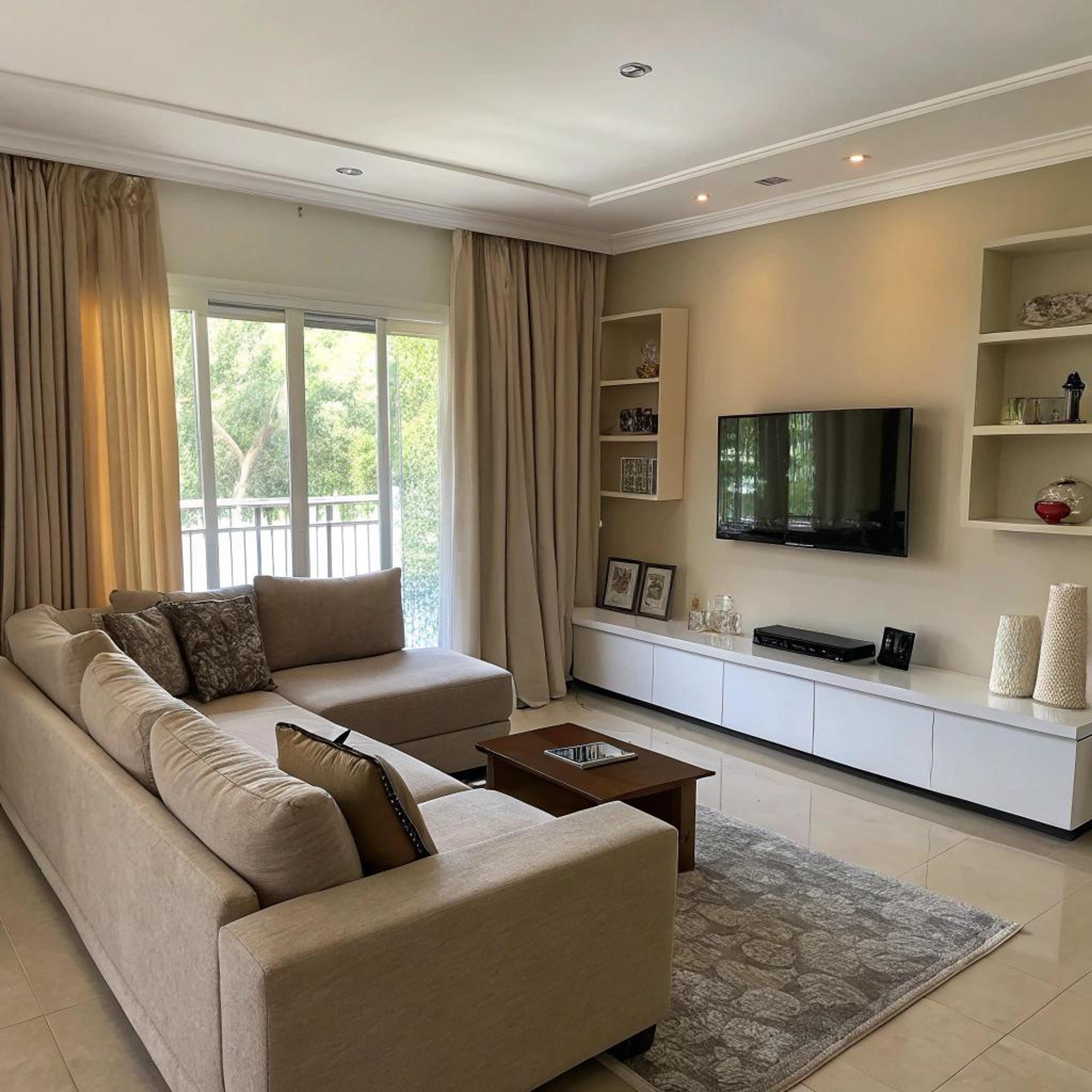 Beige zithoek straalt rust