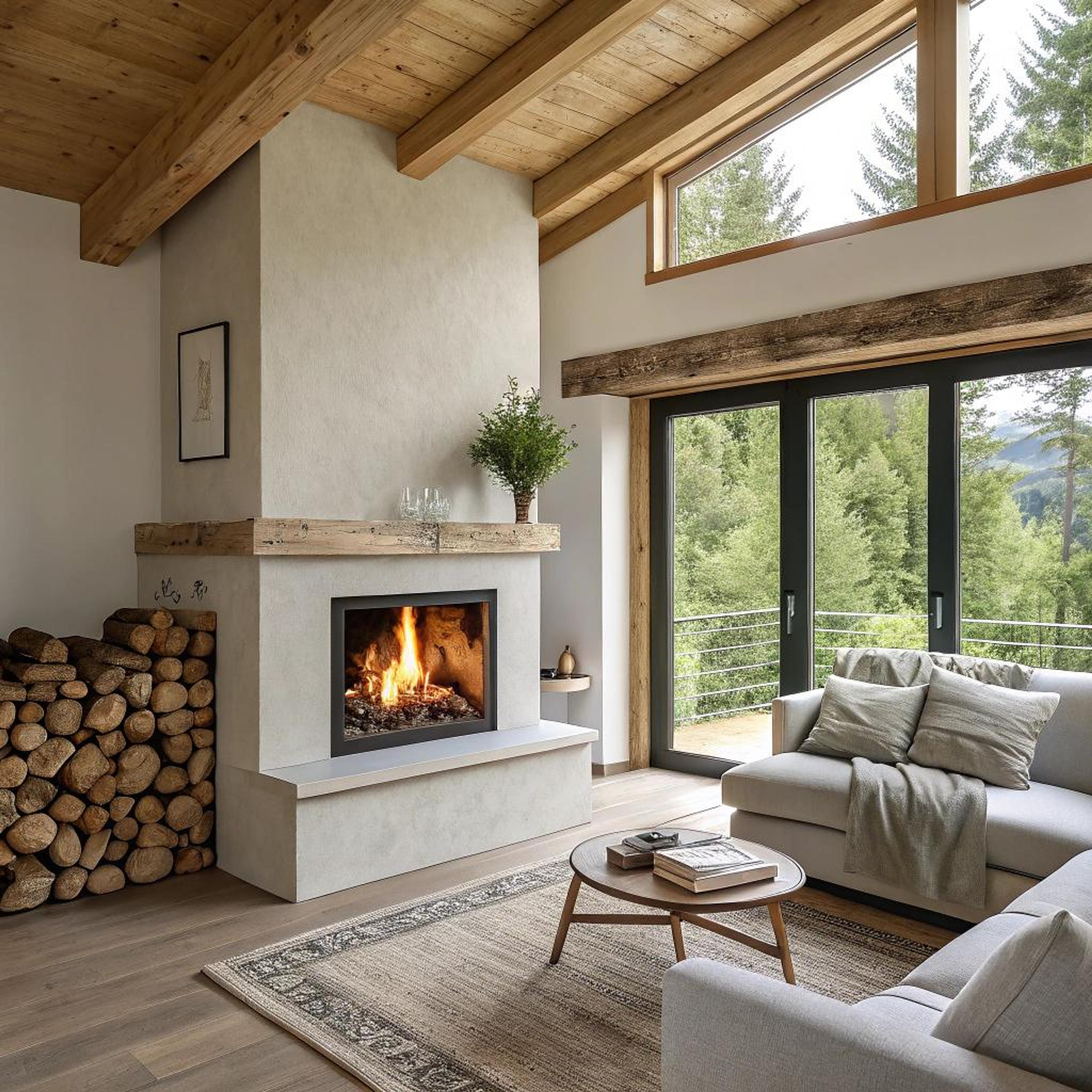 Natuurlijke materialen rondom doorkijkhaard