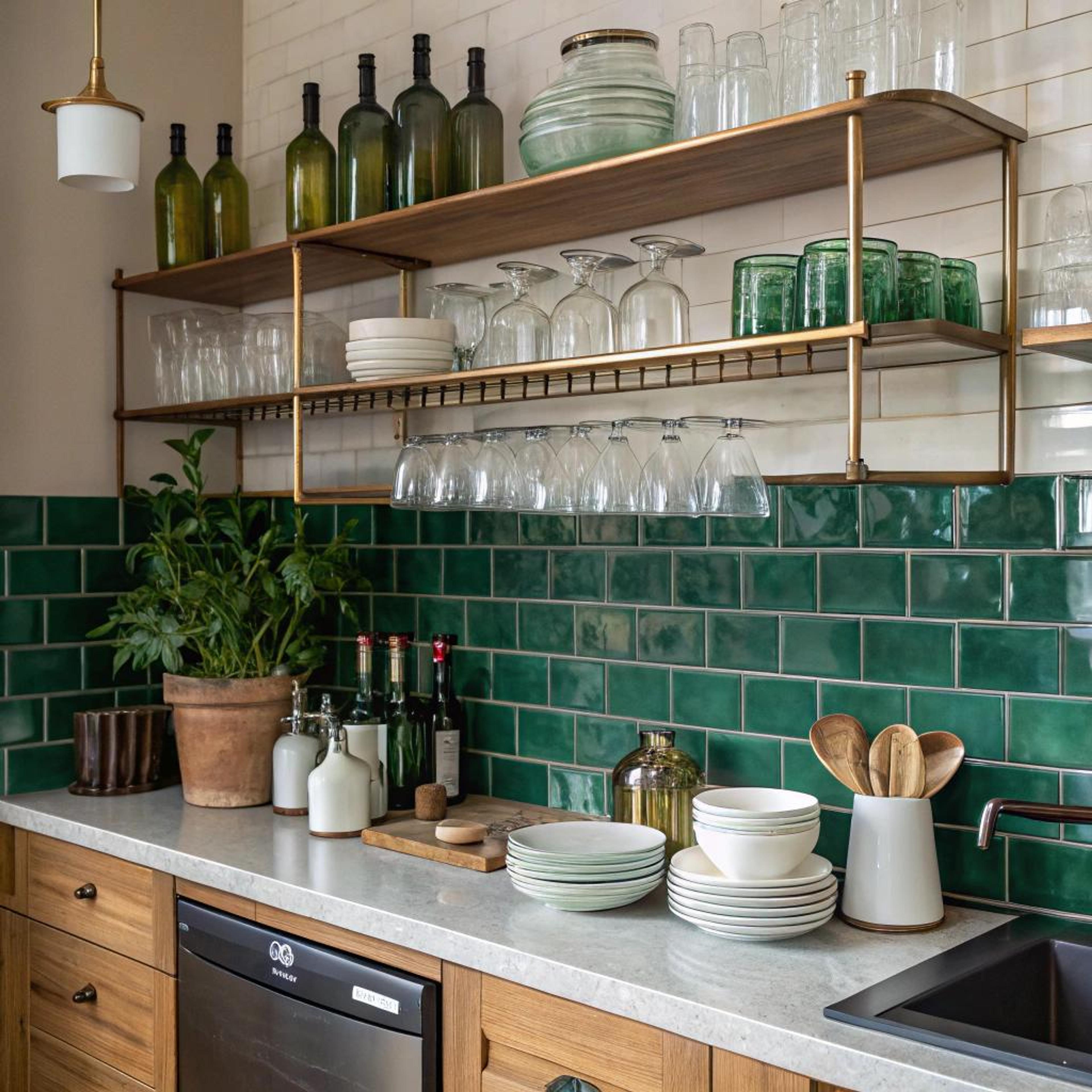 Diepgroene tegels met elegantie