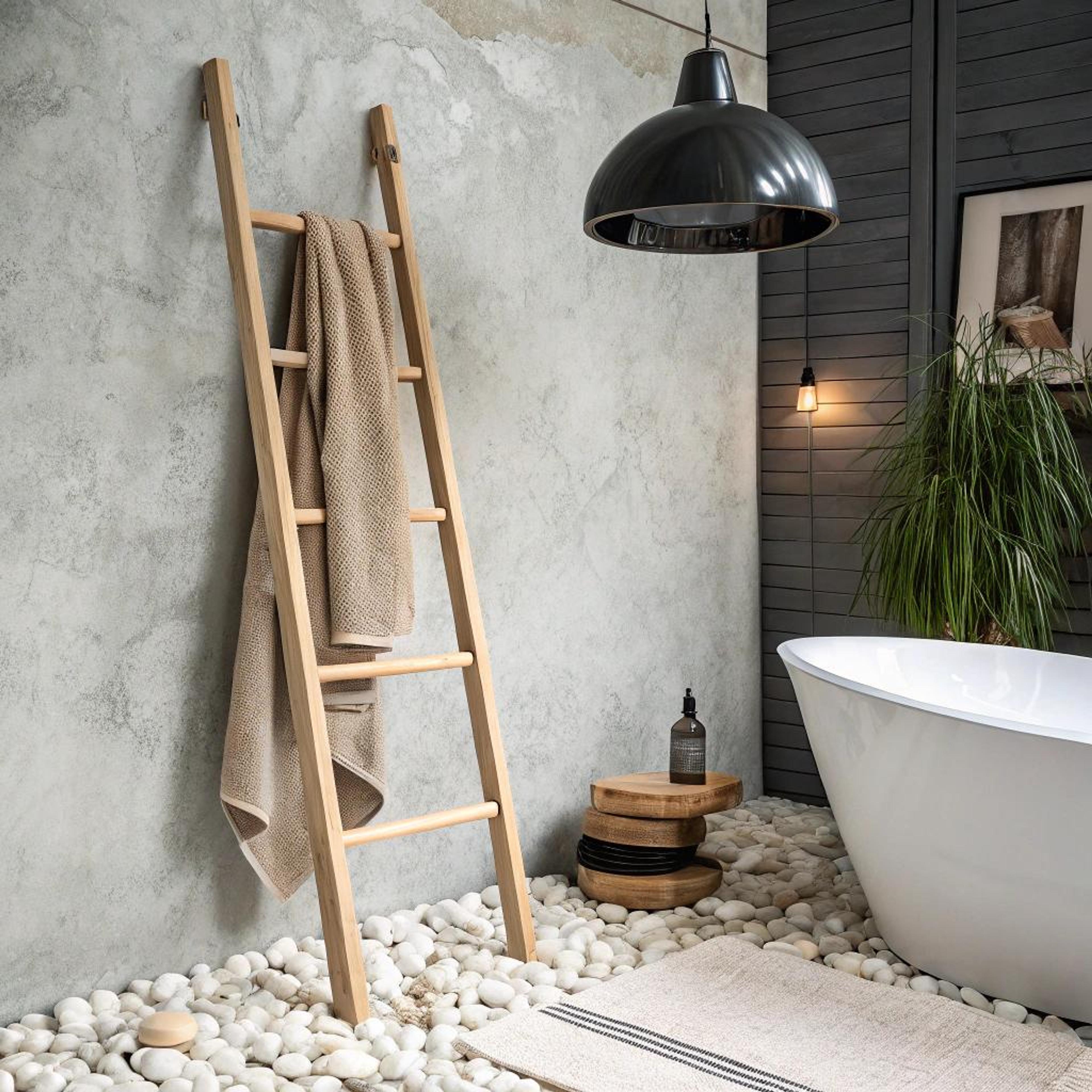 Houten handdoek ladder in spastijl