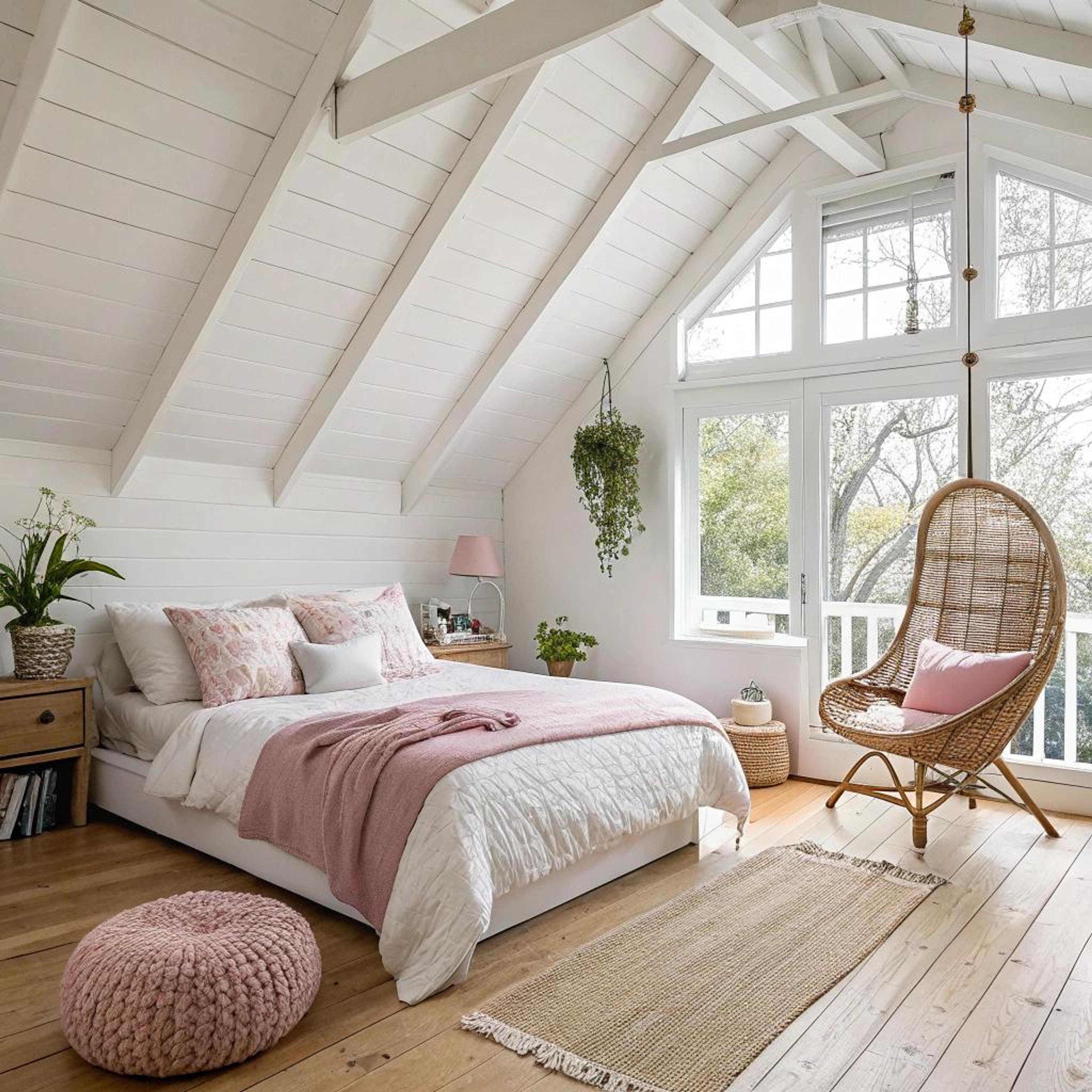 Roze accenten en houten details