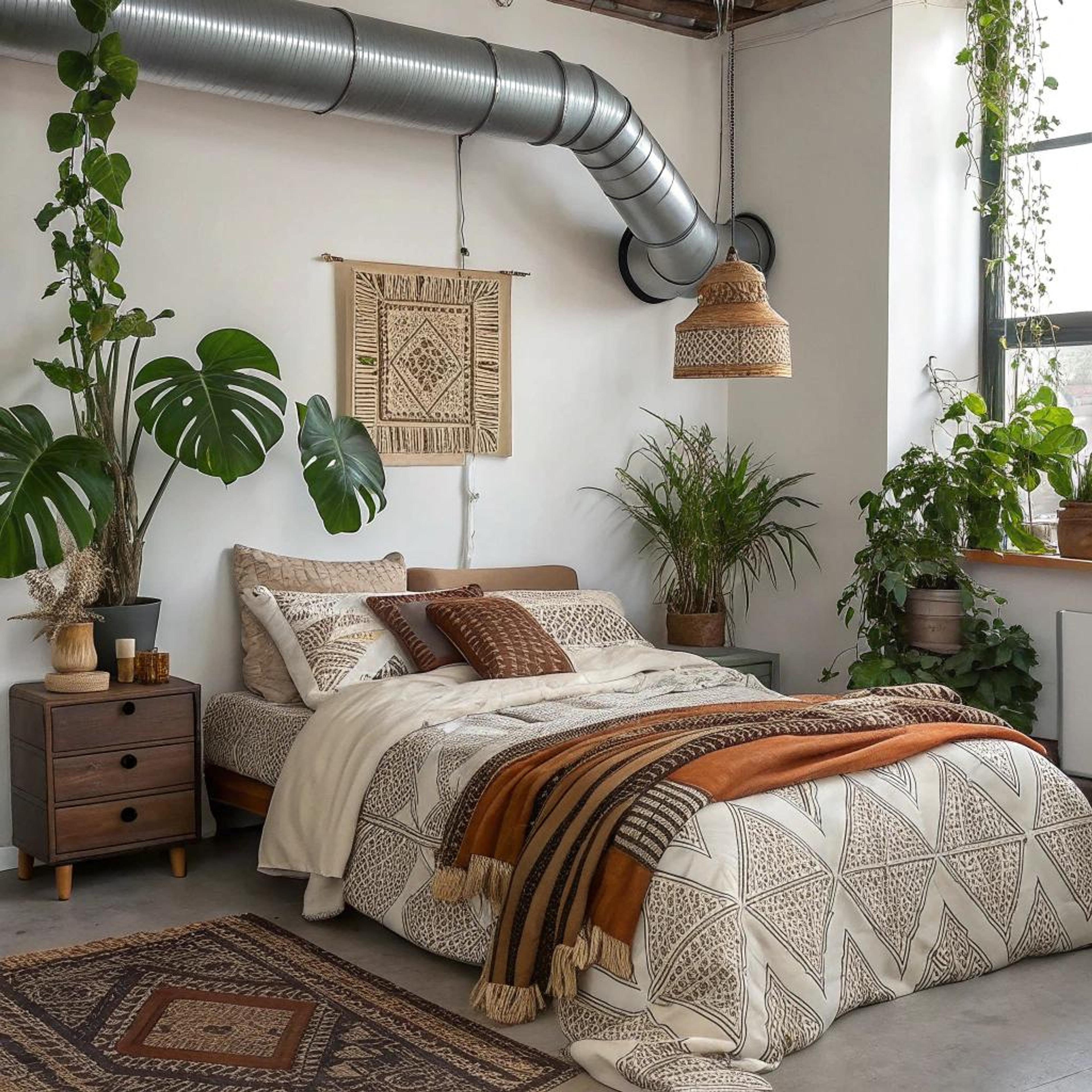 Groen accent naast bed