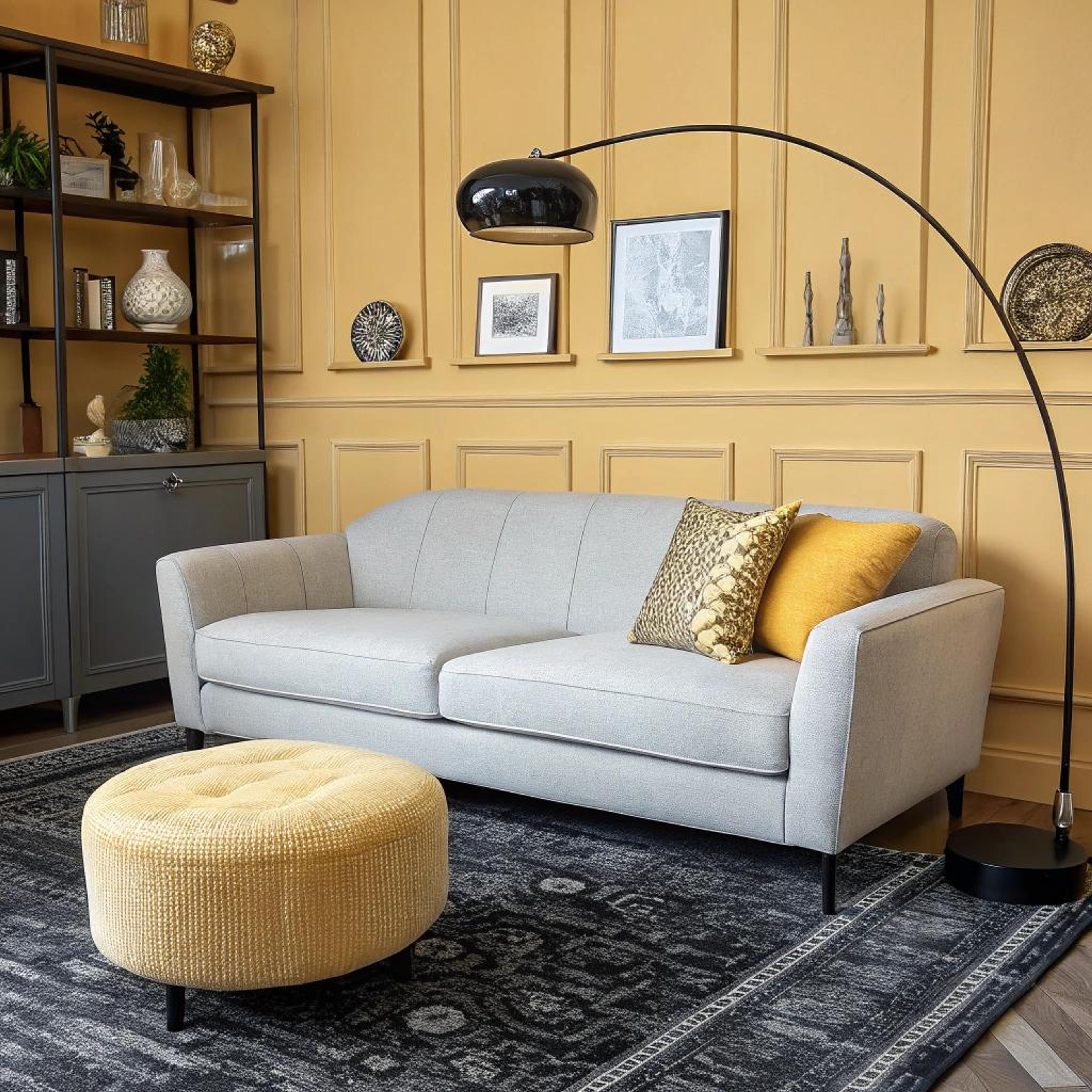 Gele lambrisering en warme accenten