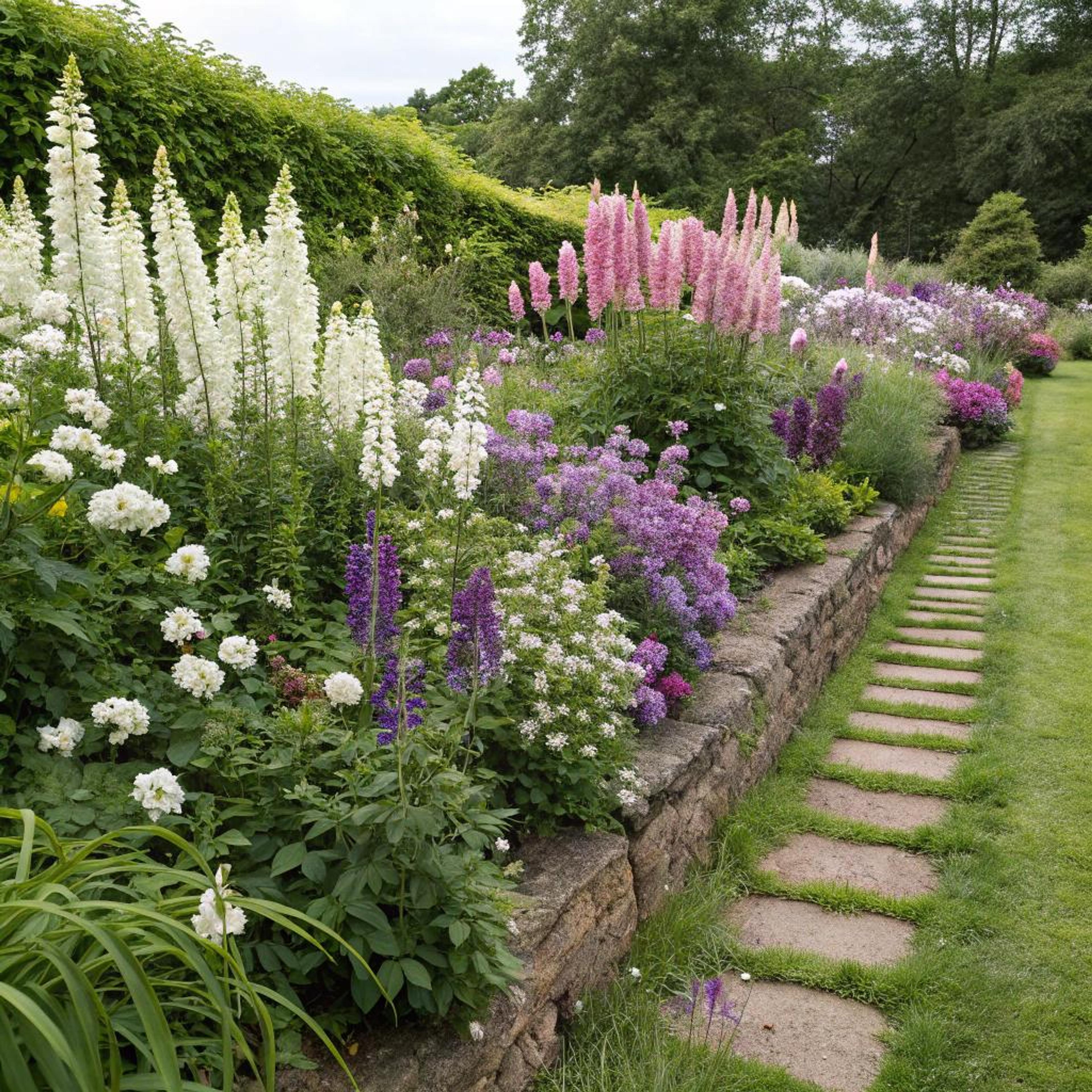 Getrapte border met bloemrijkheid