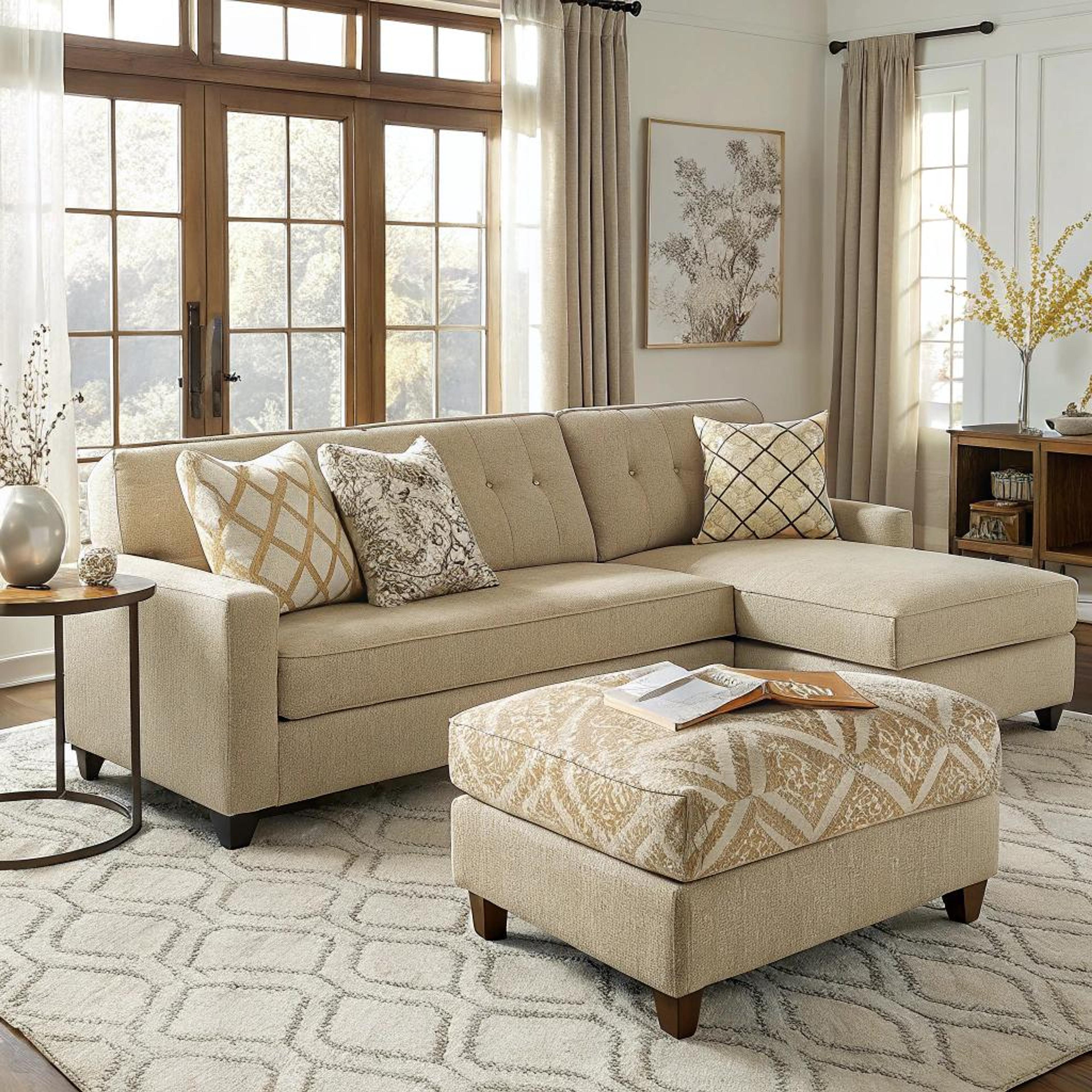 Geometrisch vloerkleed met ronde accenten