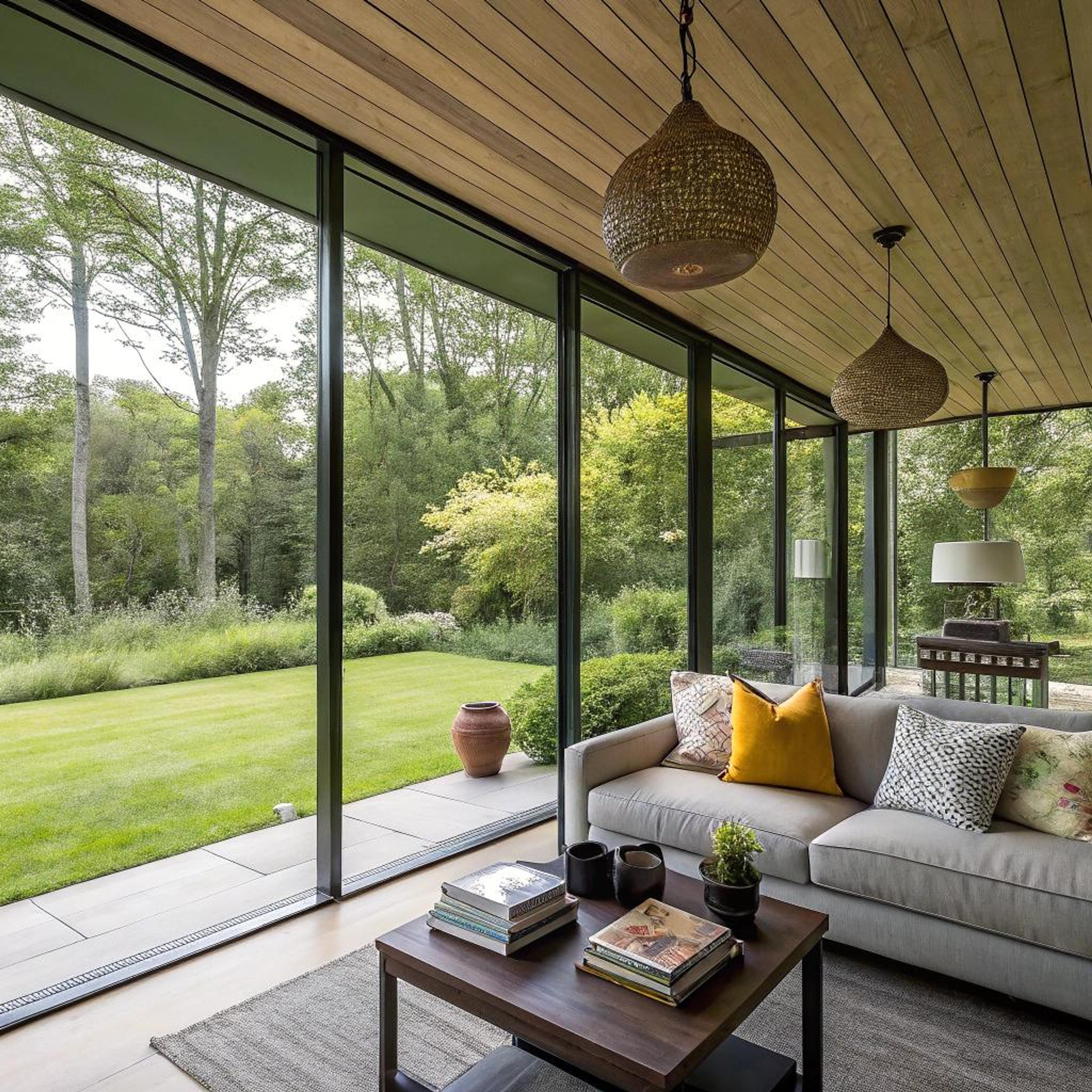 Zonnige serre met houten accenten