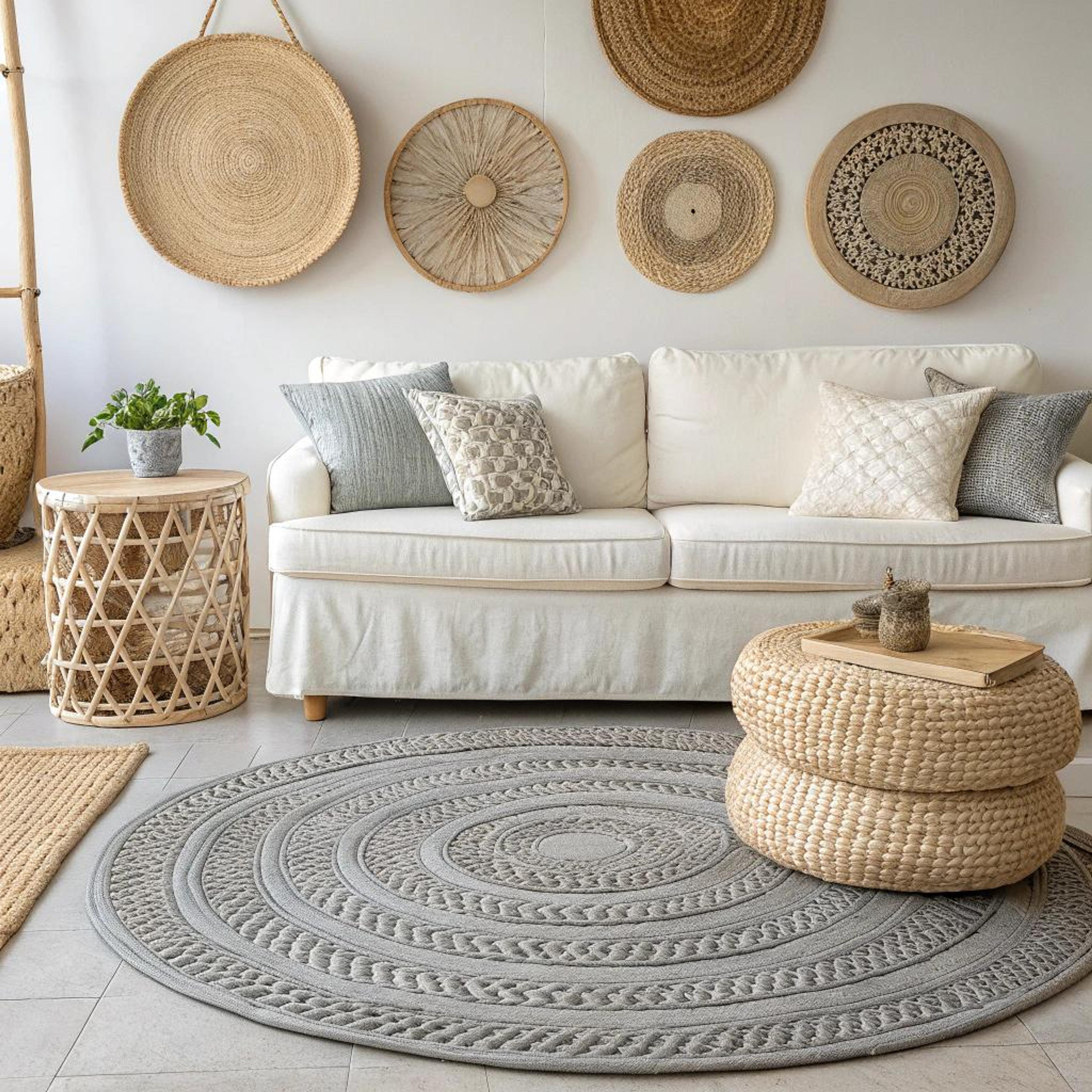 Vloerkleed layering met natureltexturen