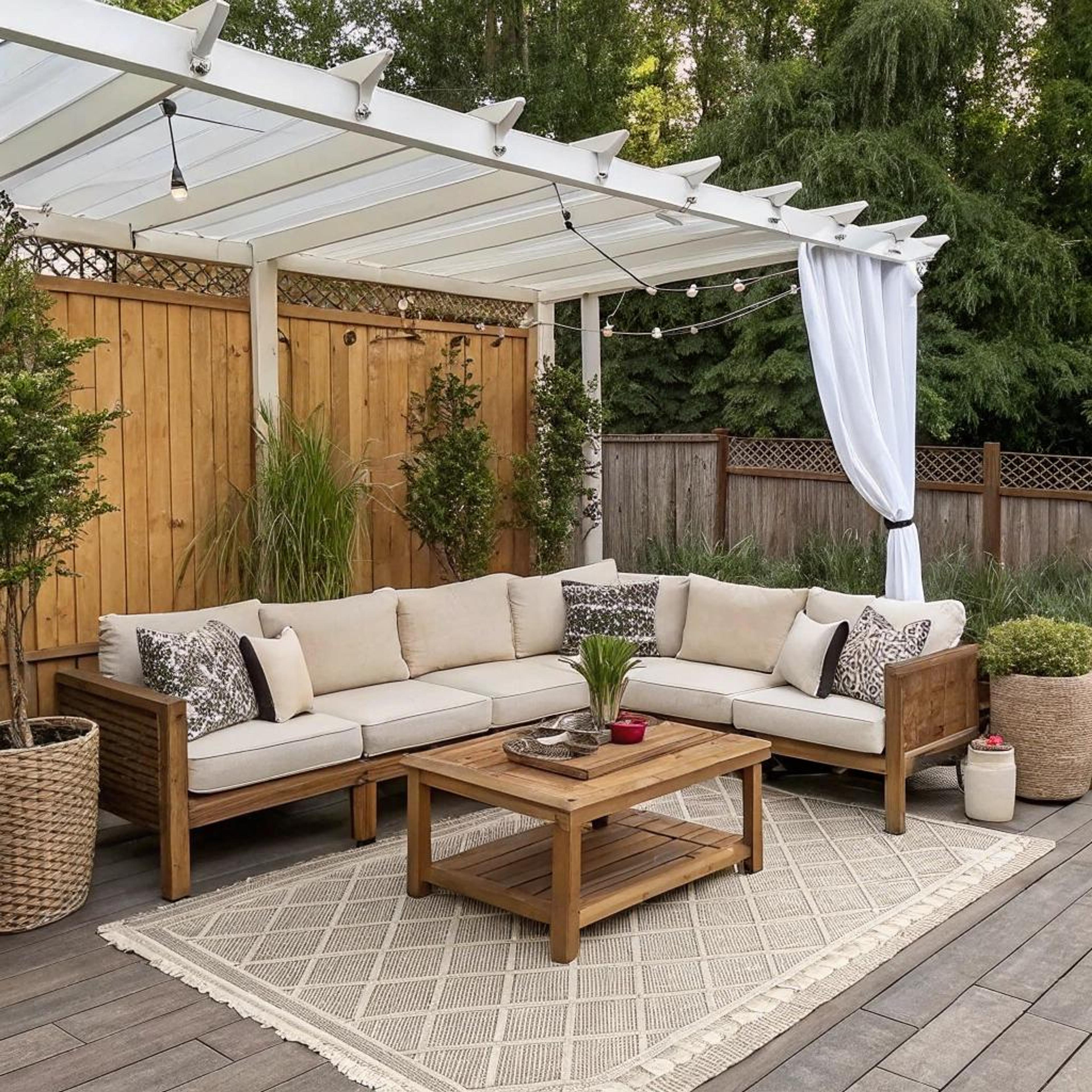 Natuurlijke lounge onder pergola