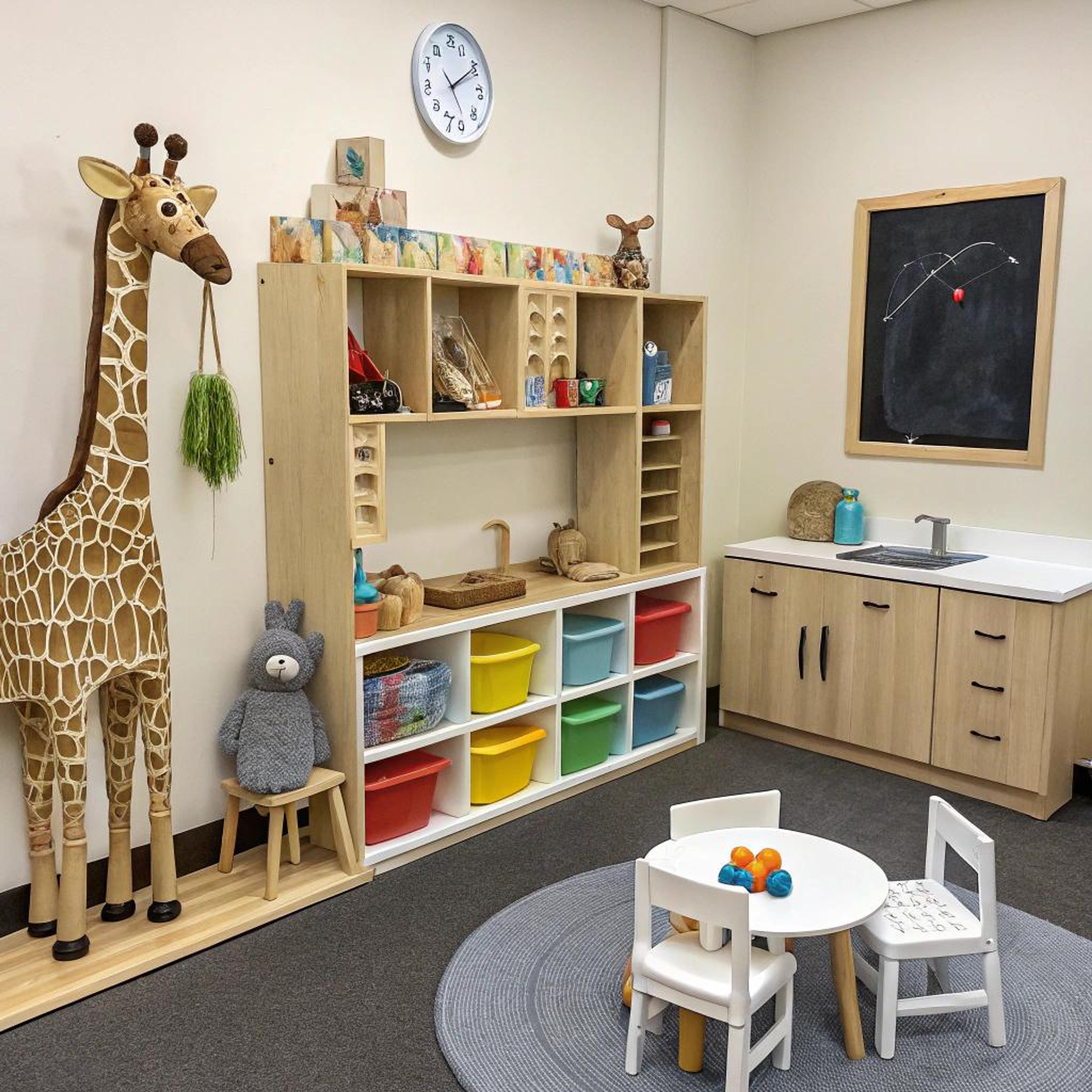 Giraffe en krijtbordhoekje