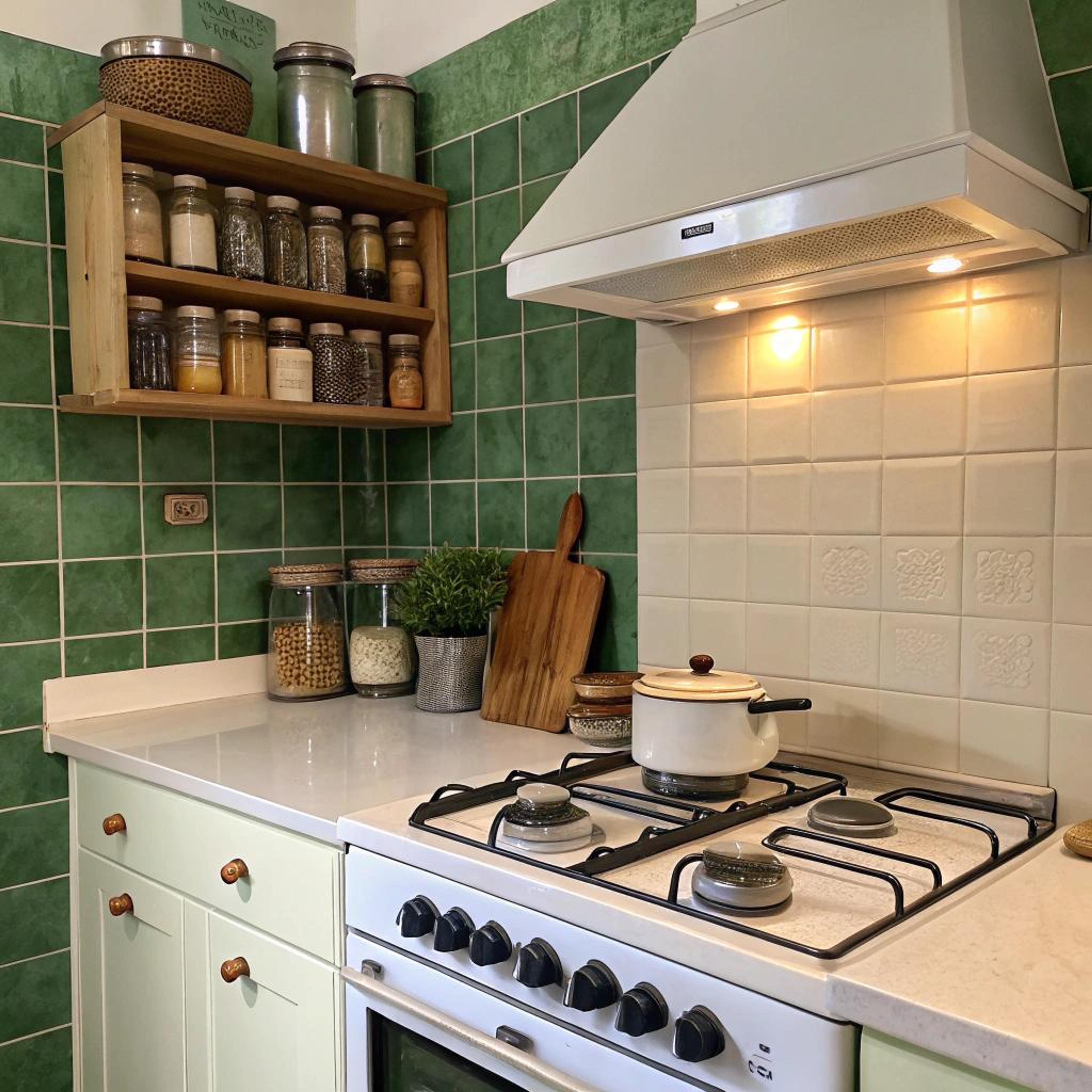 Spiceboard op groene tegels