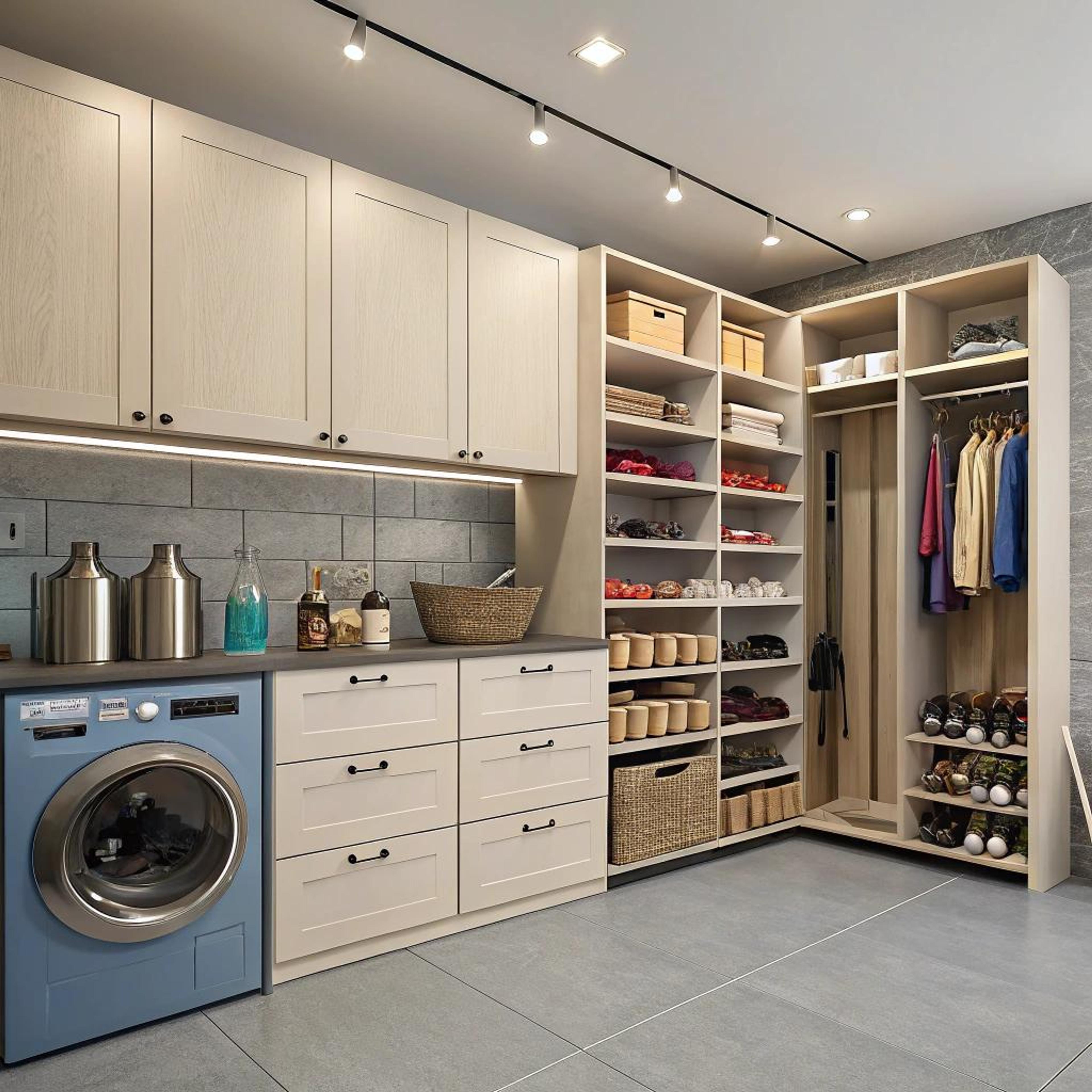 Blauwe wasmachine als eyecatcher