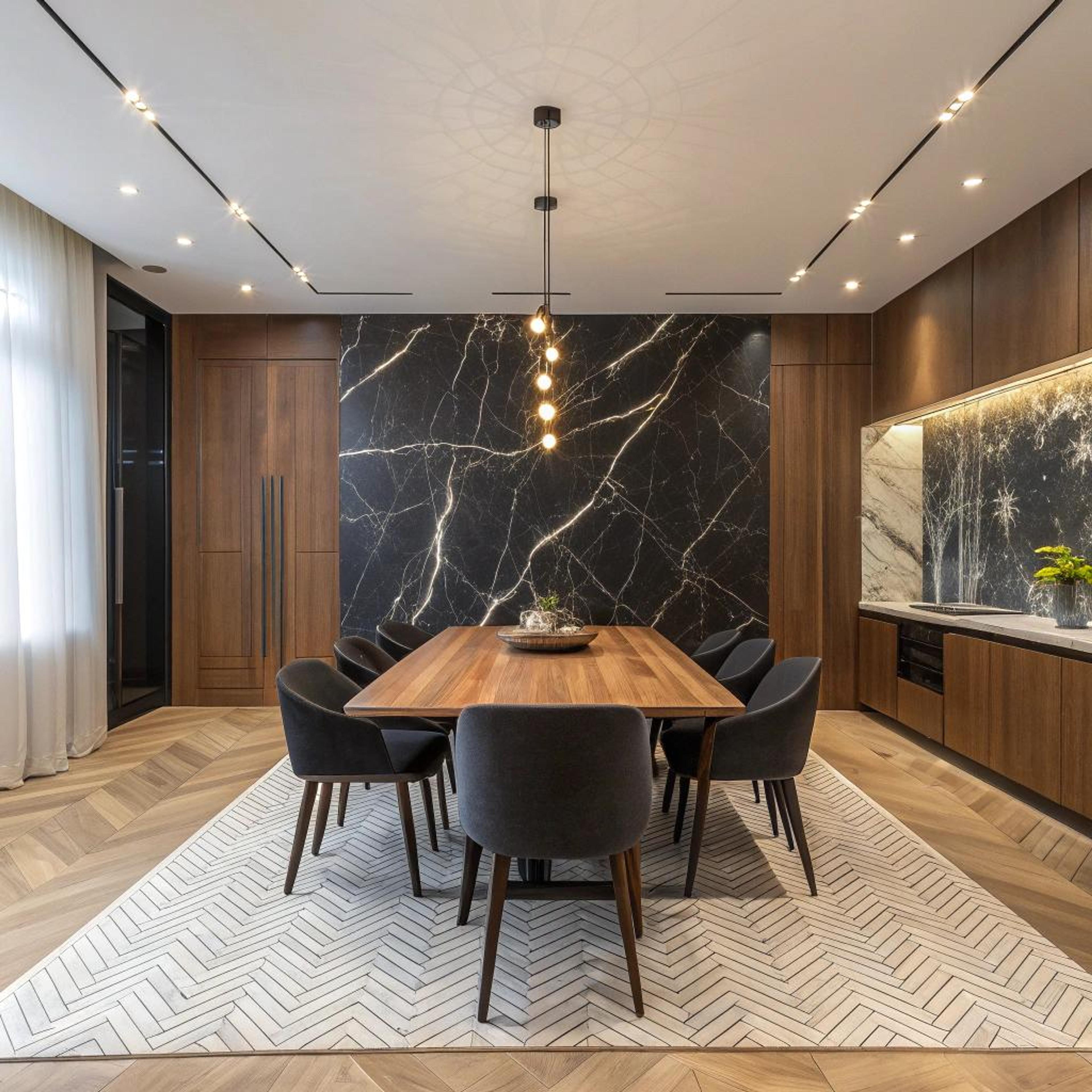 Vloerkleed layering met geometrisch motief