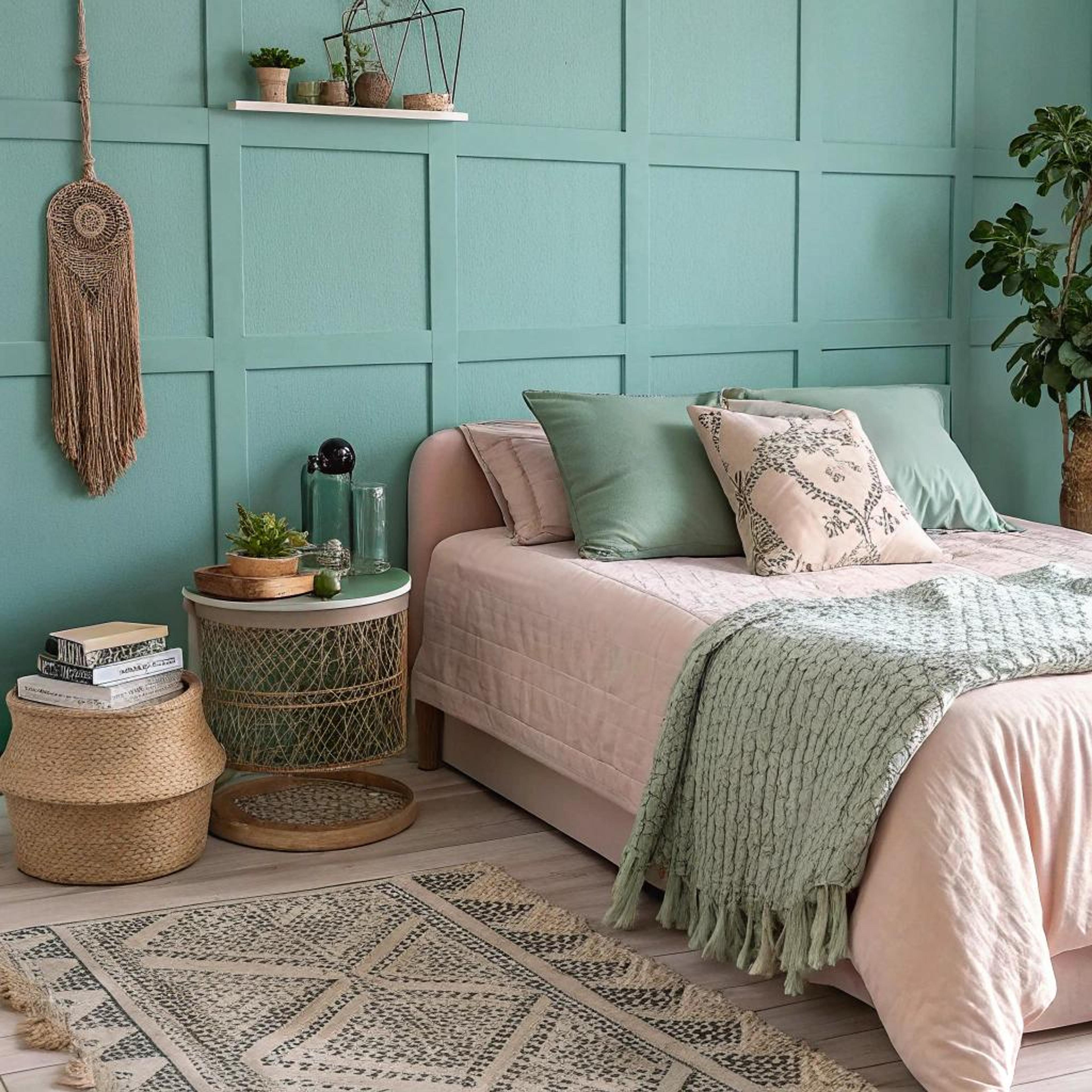 Zachtgroene lambrisering met natuurlijke accenten