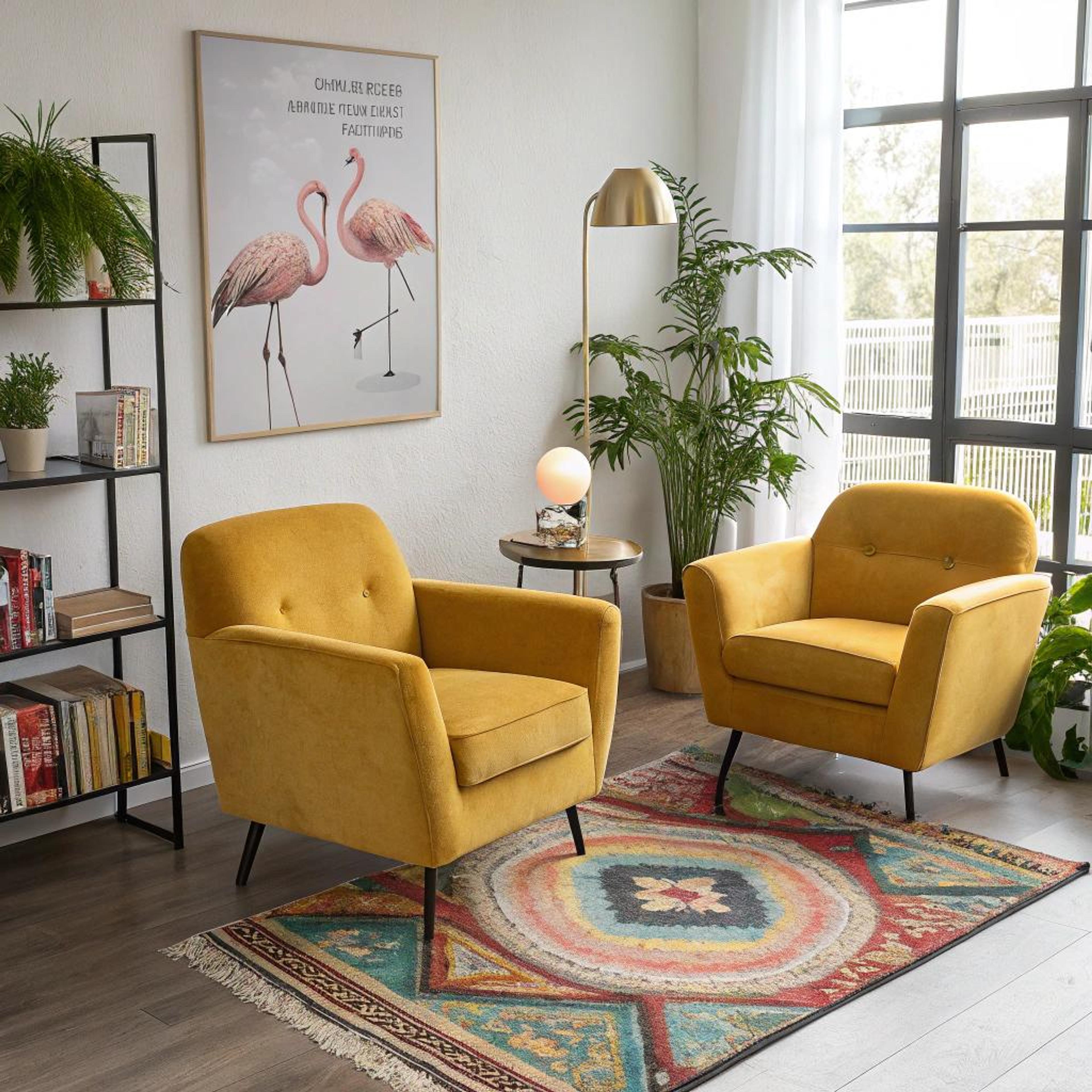 Mosterdgele fauteuils als blikvanger