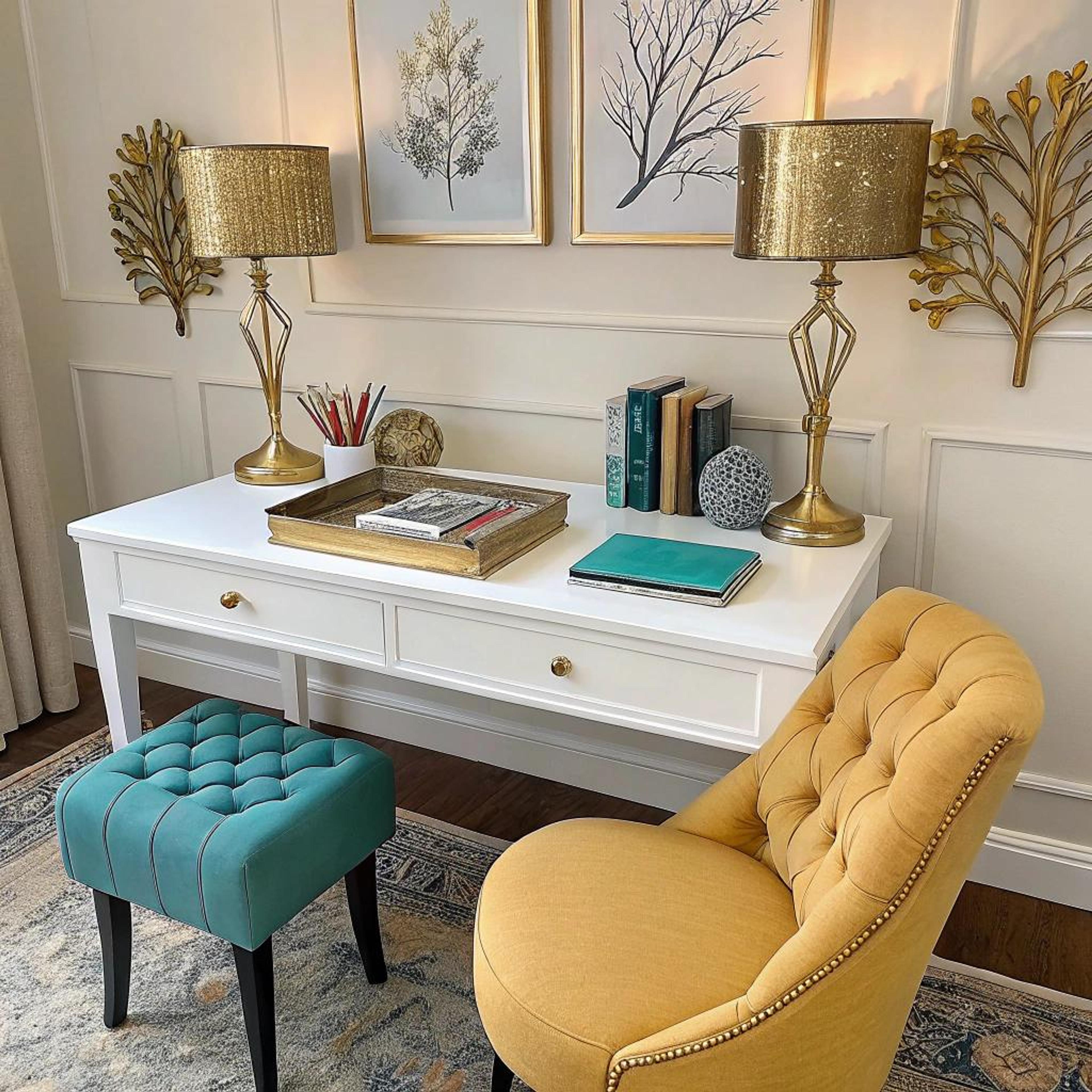 Gouden accenten met kleurcontrasten