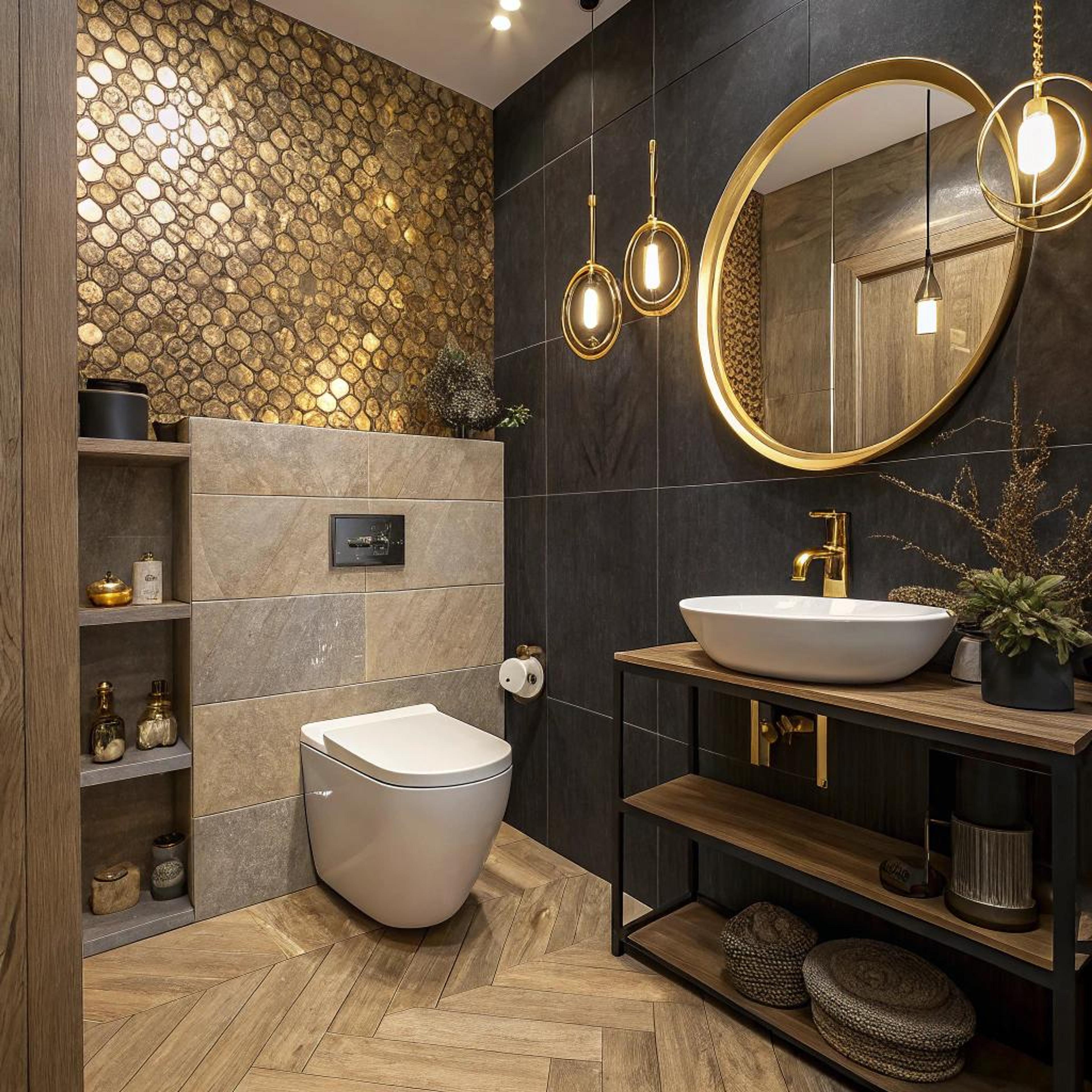 Gouden textuur met houtvloer