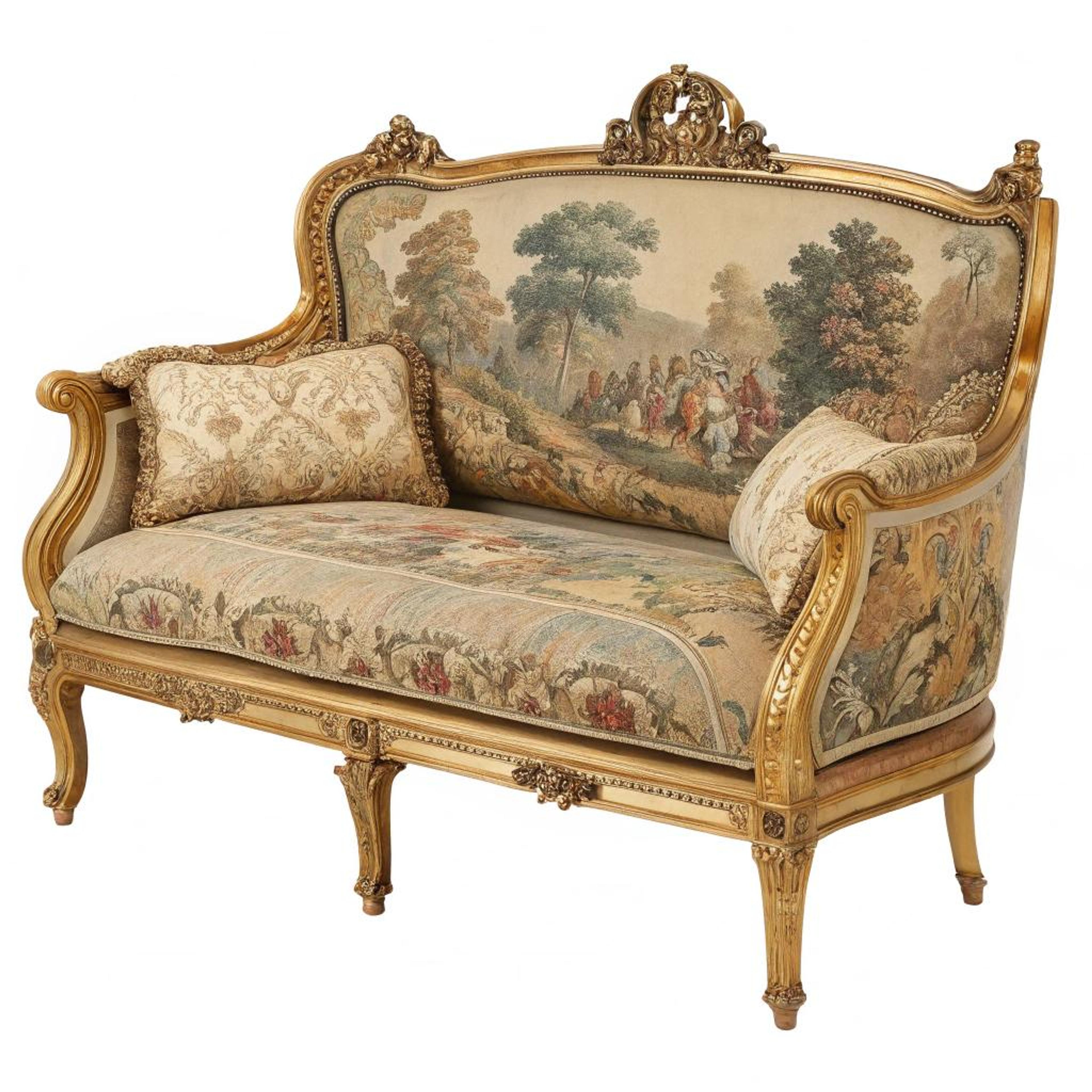 Pastorale elegantie rond zitbank-settee