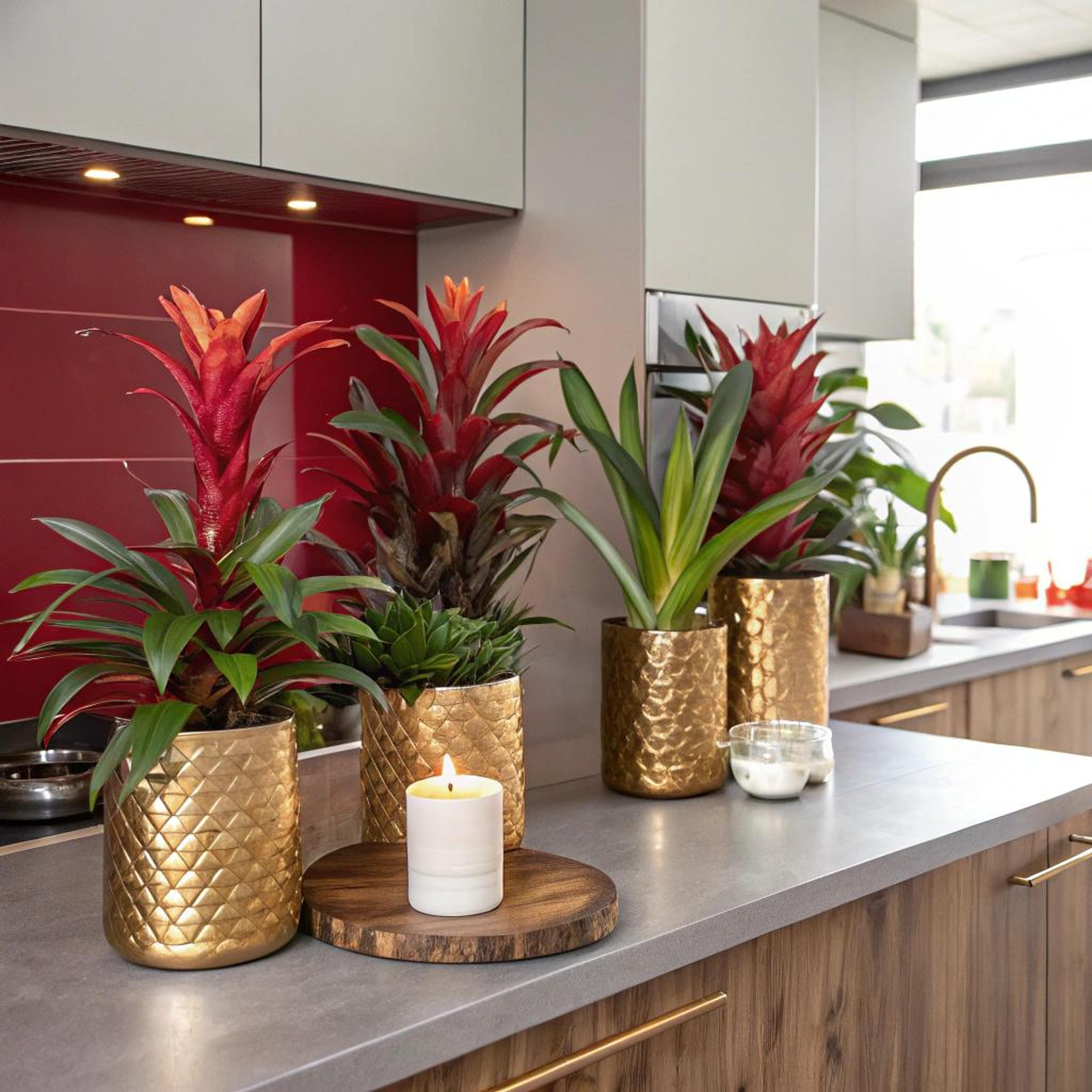 Rode bromelia’s als blikvanger