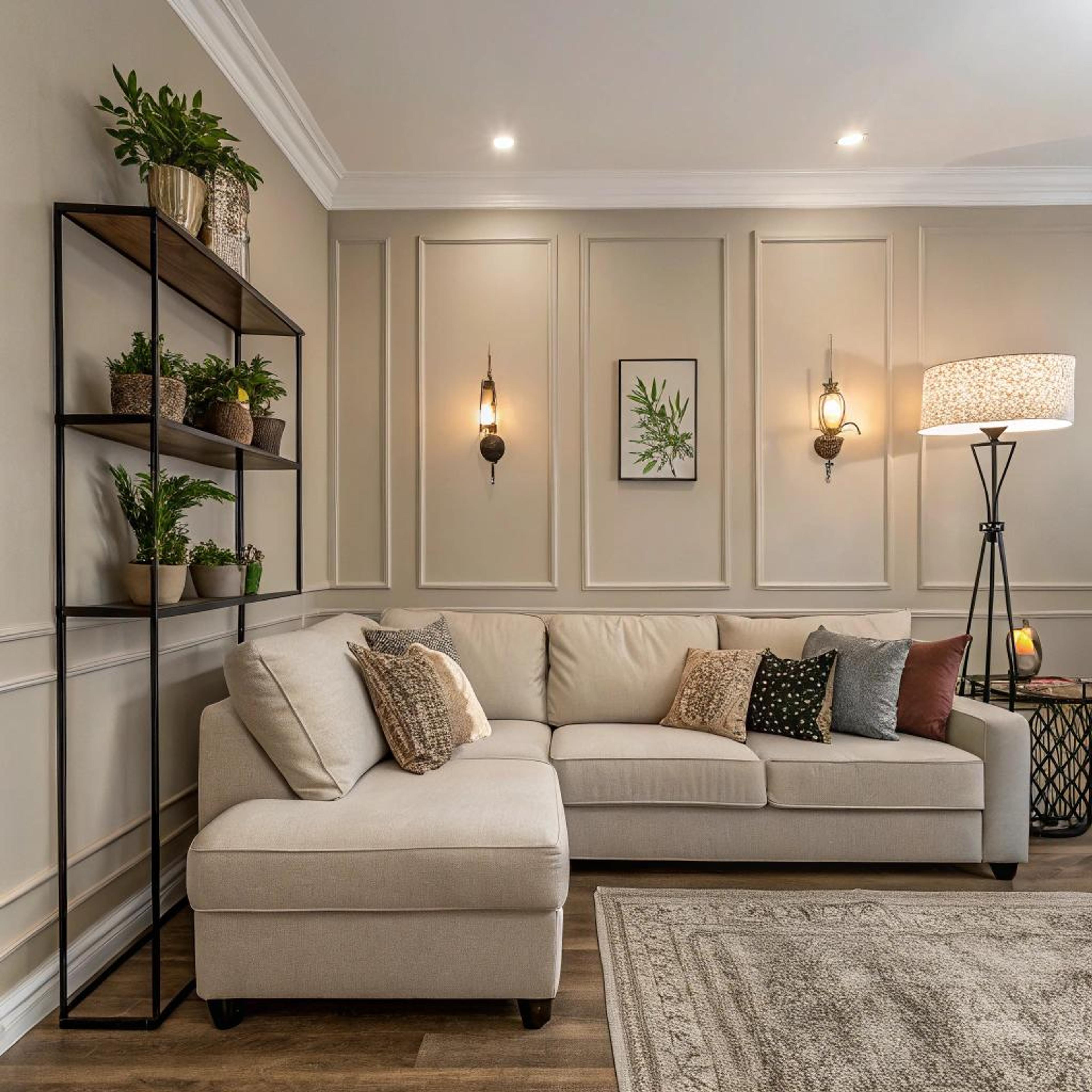 Luxe zithoek met aardetinten