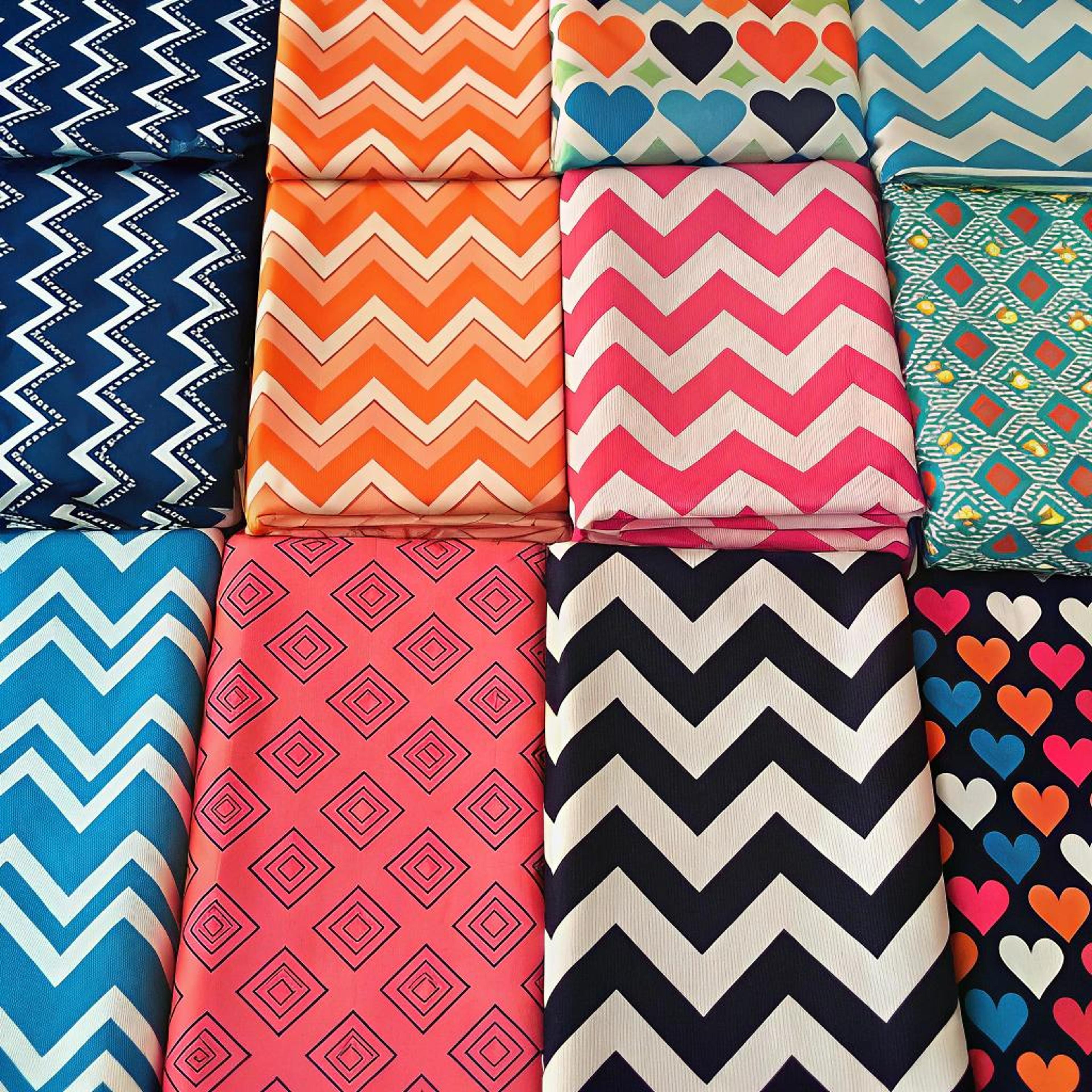 Chevrontextiel in bonte mix