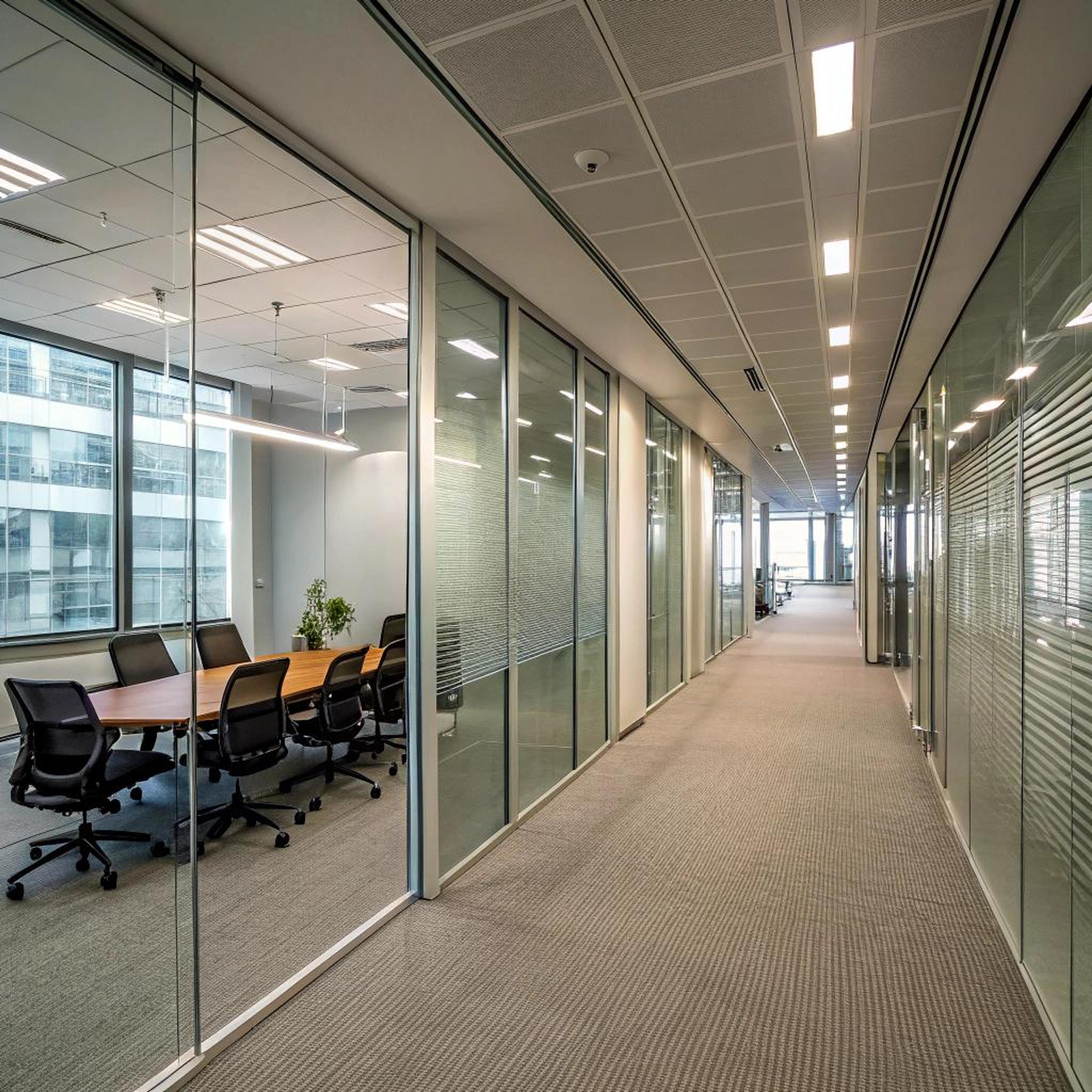 Transparante doorkijk naar vergaderruimte