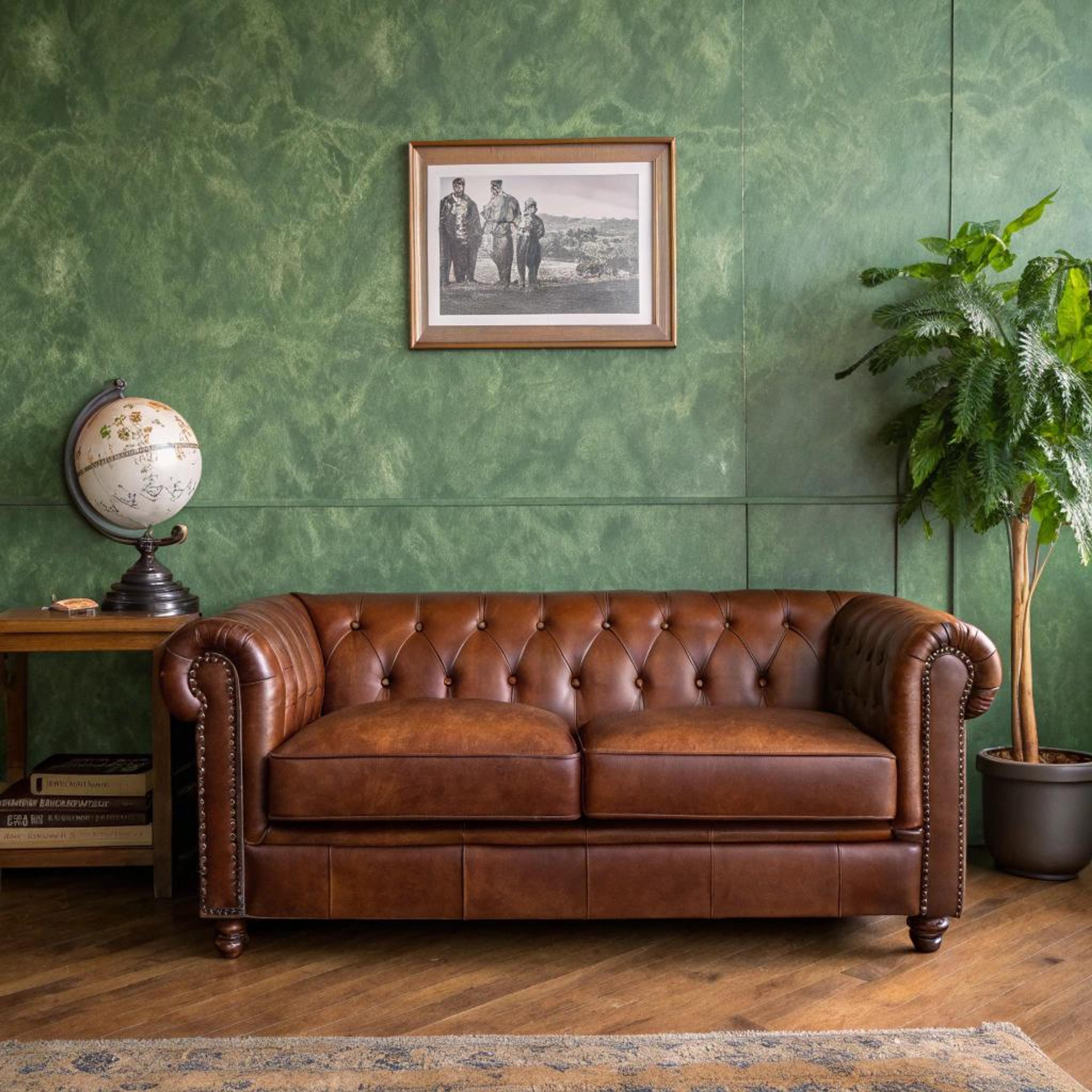 Aardetinten met clubfauteuil
