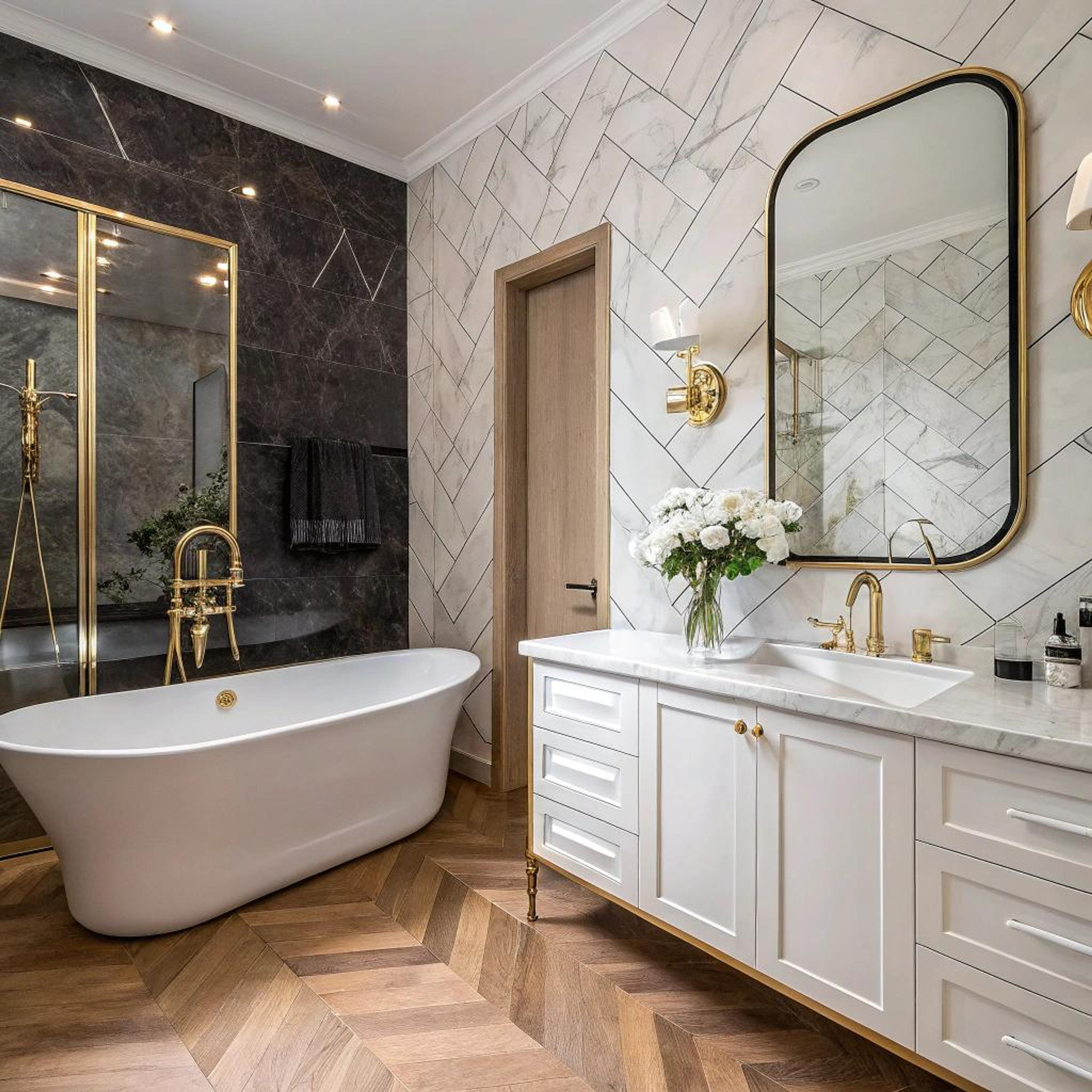 Bloemen verzachten luxe houtlook