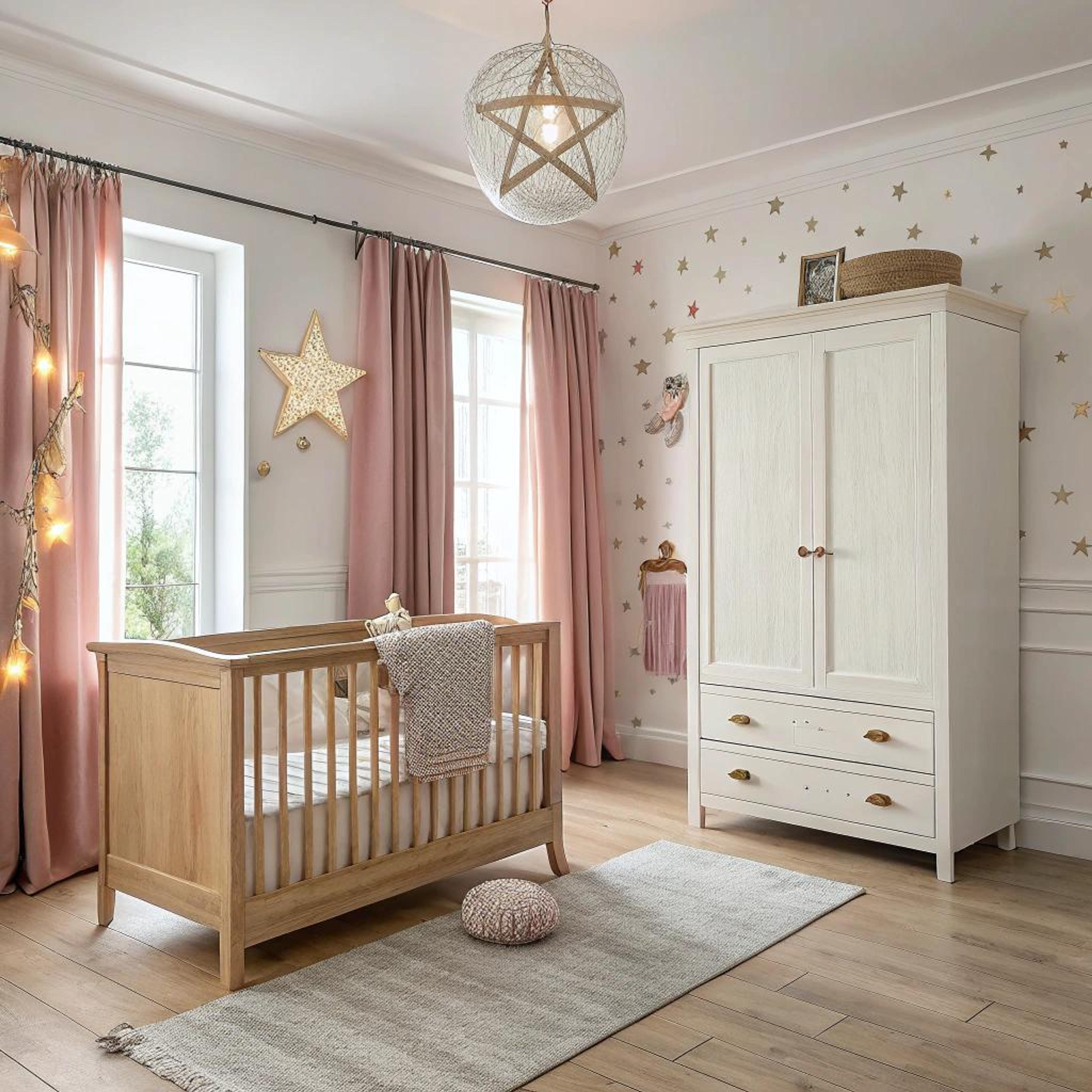 Blush gordijnen en sterrendecor