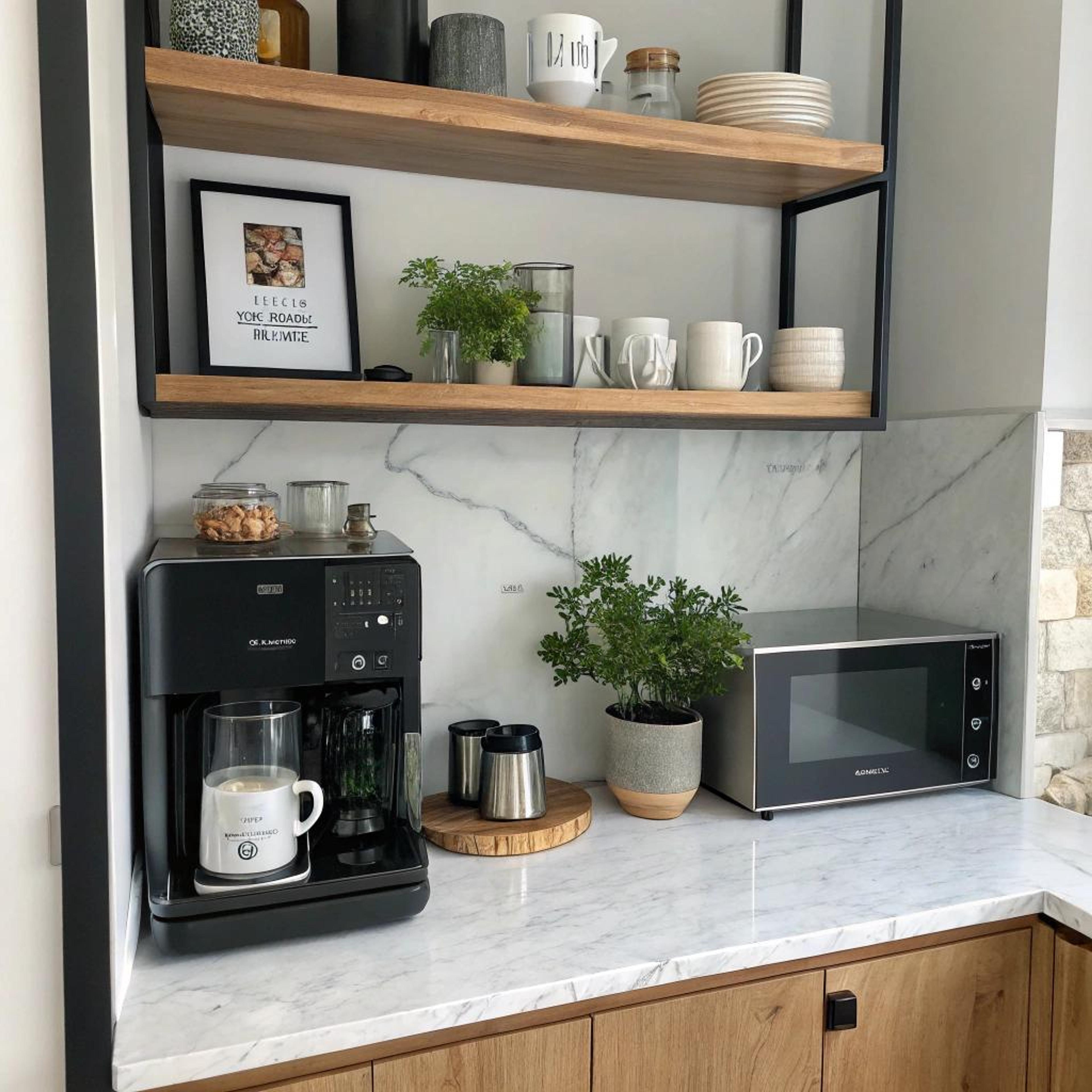 Marmeren wand in koffiehoekje