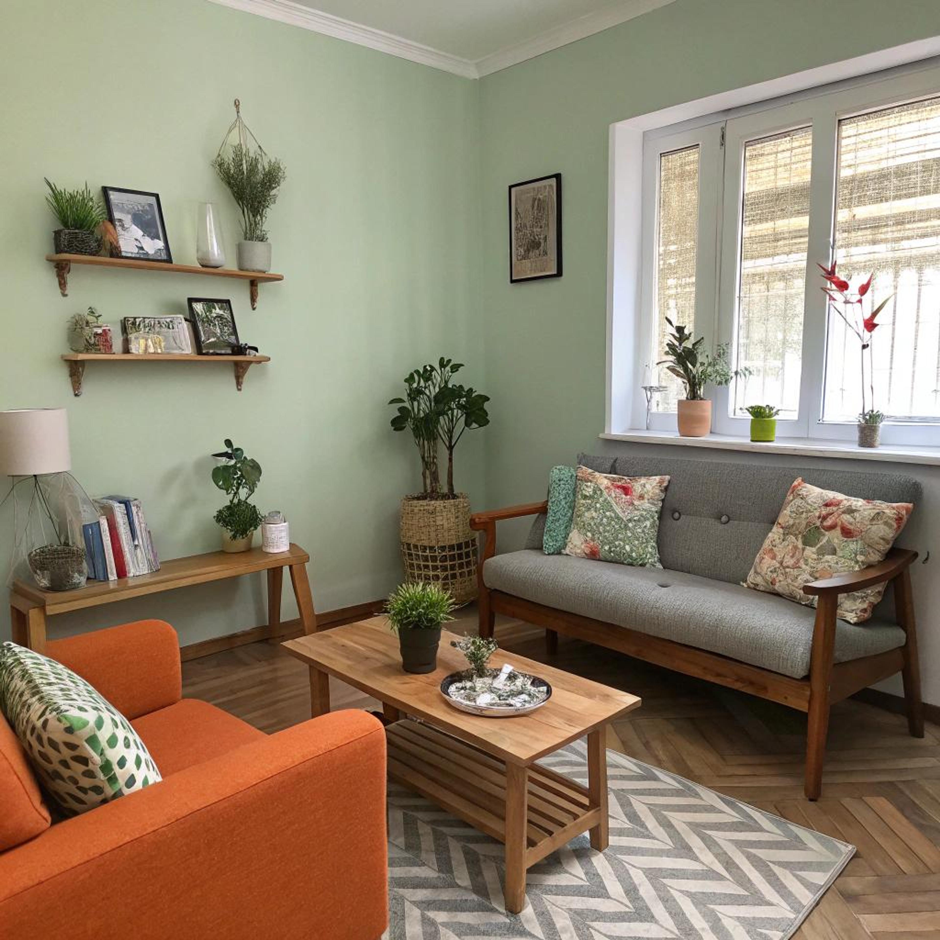 Groene muur met harmonieus contrast