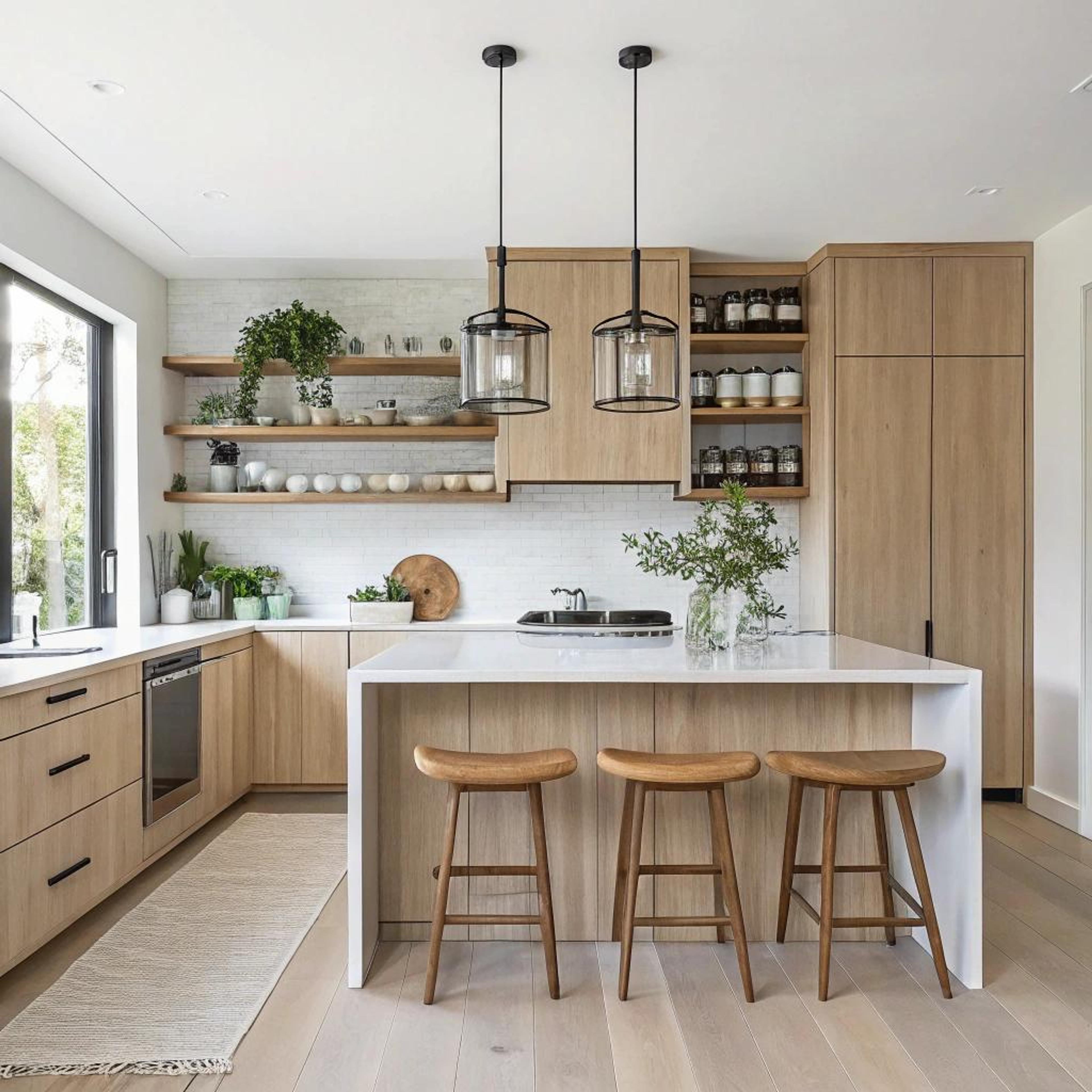 Licht eiken en zwarte accenten