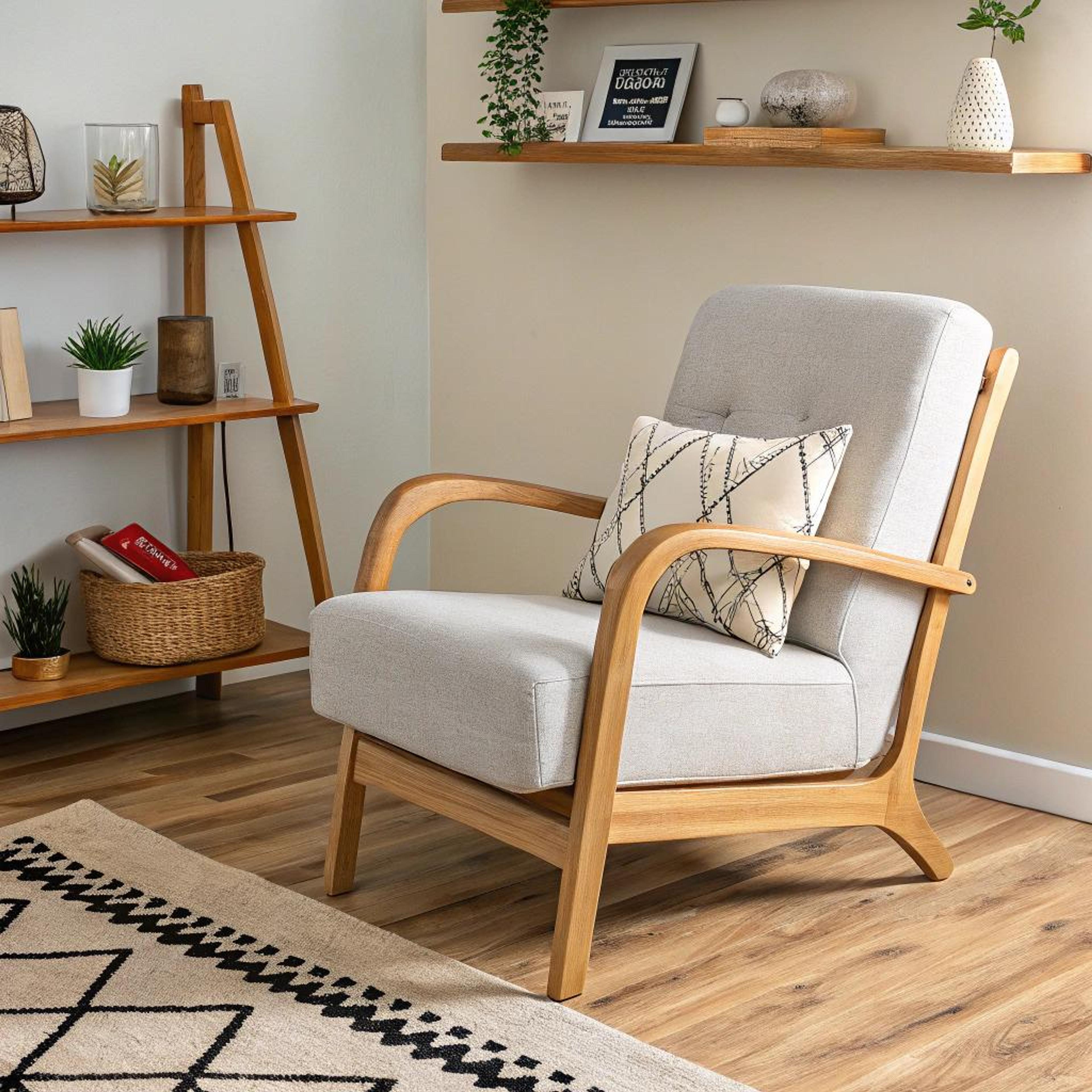 Geometrisch accent met houten stoel